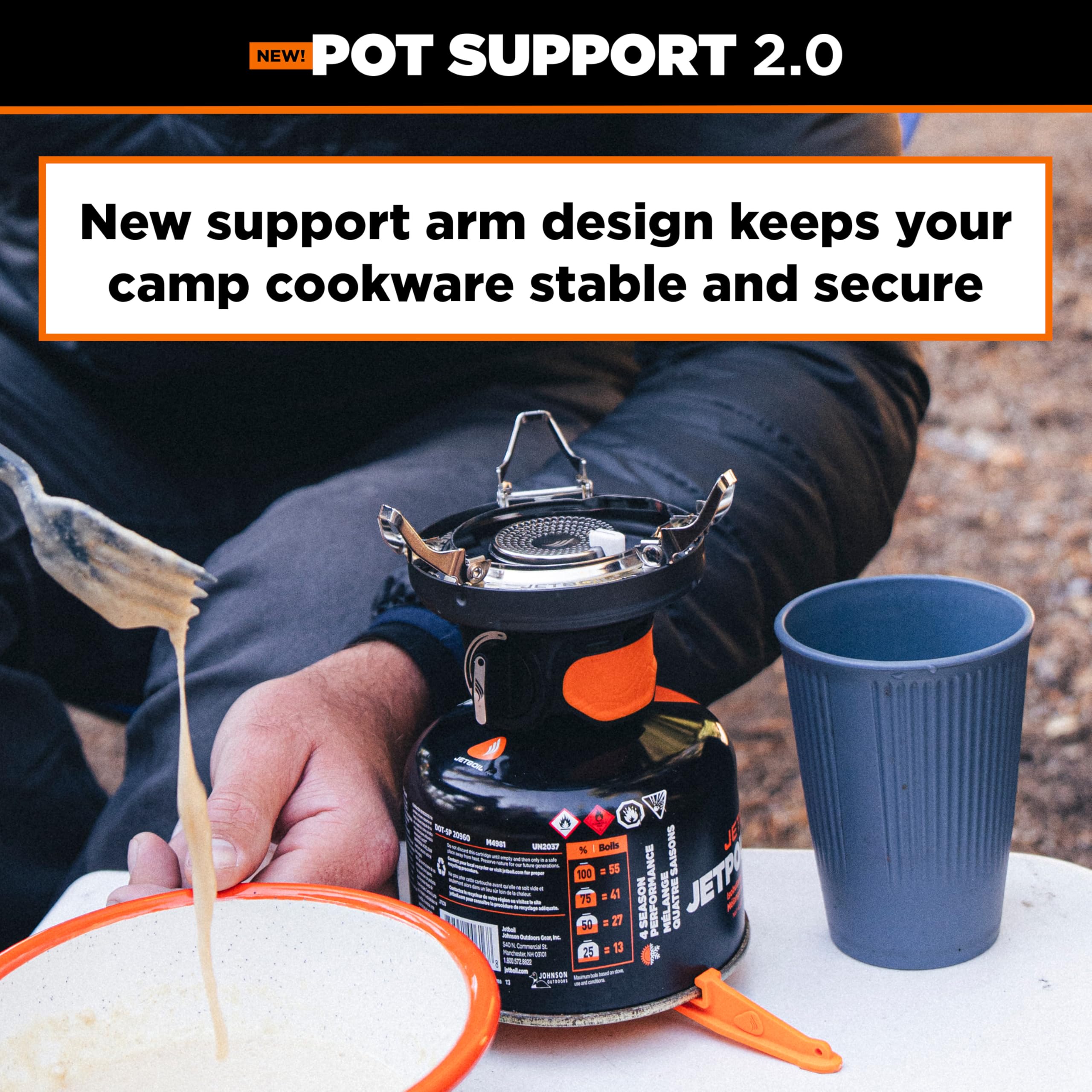 Jetboil Pot Support 2.0 with Foldable Arms for 2025 Jetboil Camp Stove Models, New for 2025