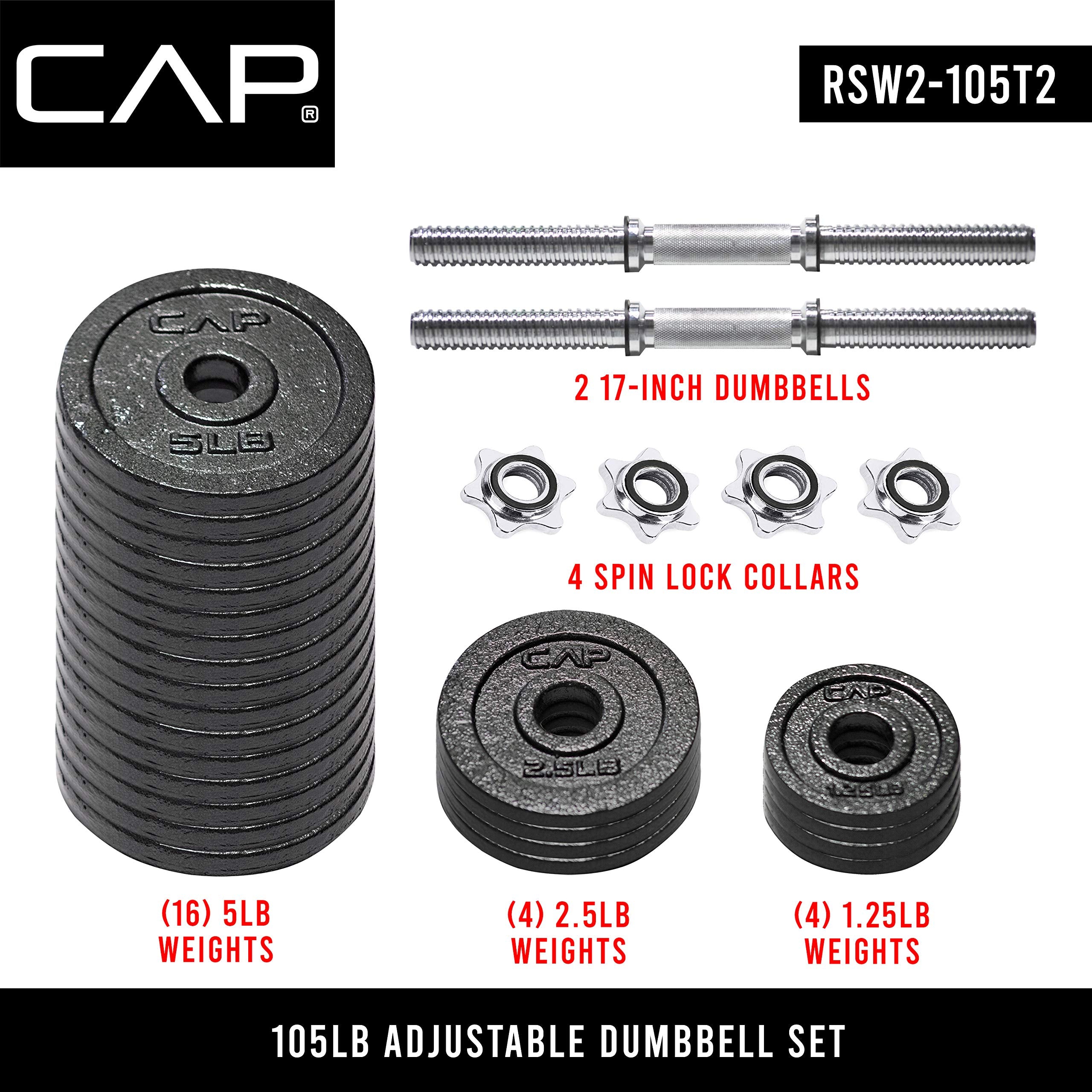 Cap Barbell 52.5-Pound Adjustable Dumbbell Weight (Pair)