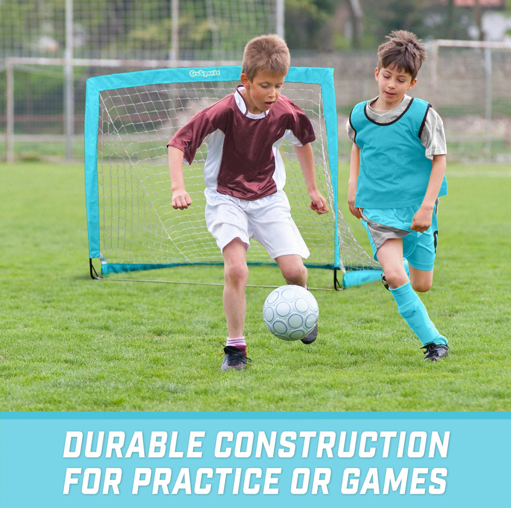 Gosports Team Tone 4 Ft X 3 Ft Portable Soccer Goal For Kids - Pop Up Net For Backyard - Light Blue