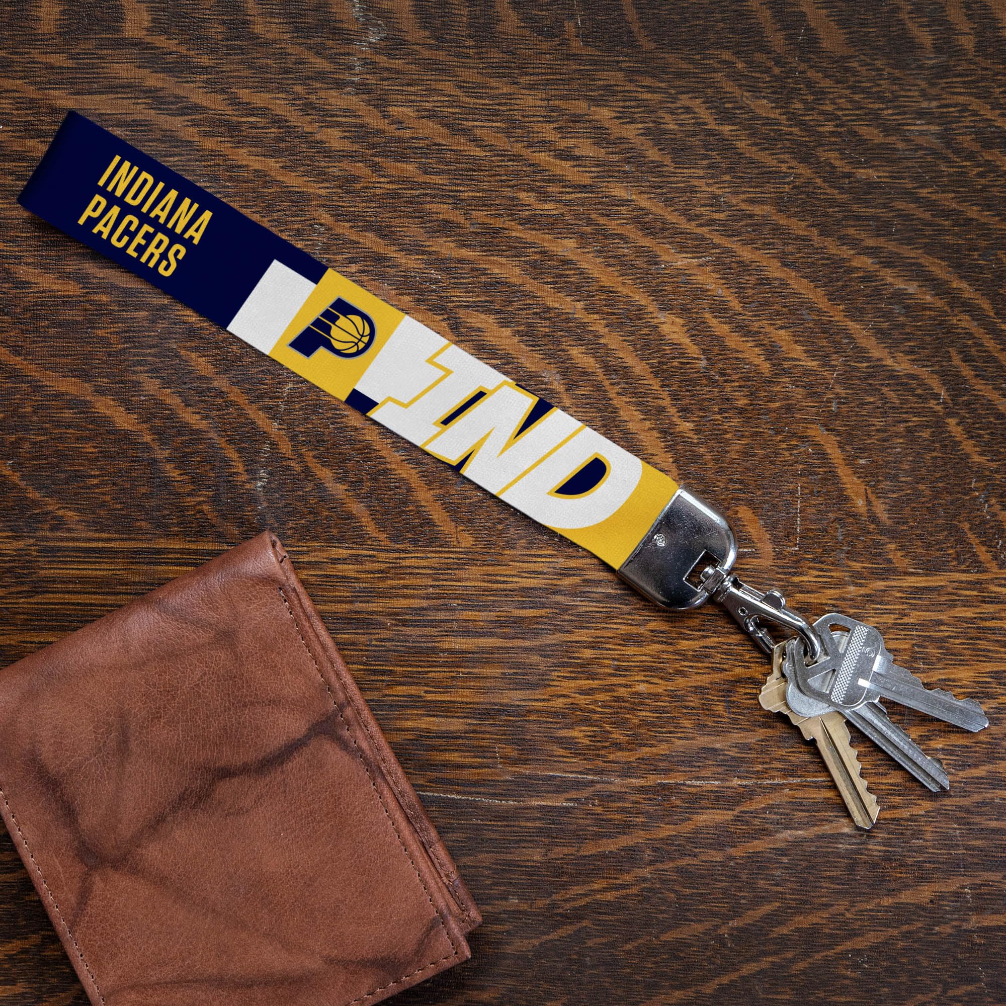 Rico Industries Nba Basketball Indiana Pacers Wrist Lanyard Key Chain, Cute Wristlet Strap Keychain Holder For Women Men Car Key