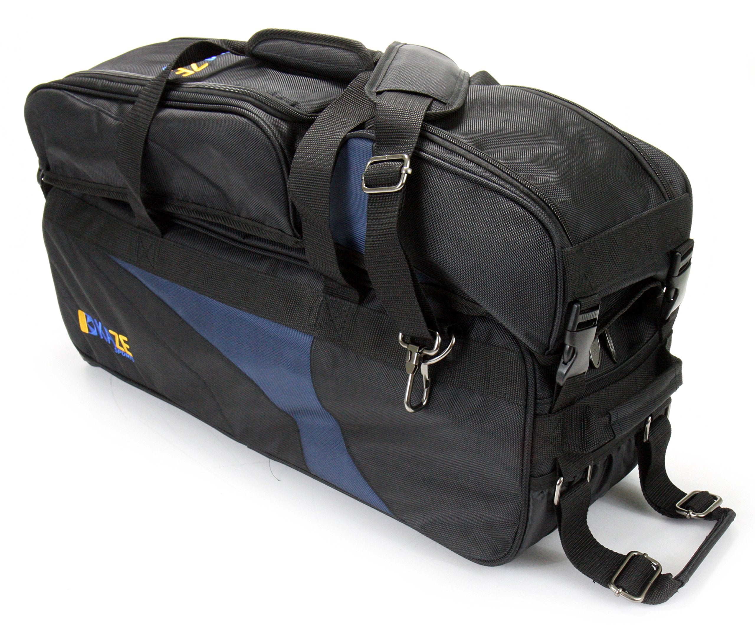 KAZE SPORTS 3 Ball Deluxe Bowling Tournament Roller Tote with detachable Shoe and Accessory Bag