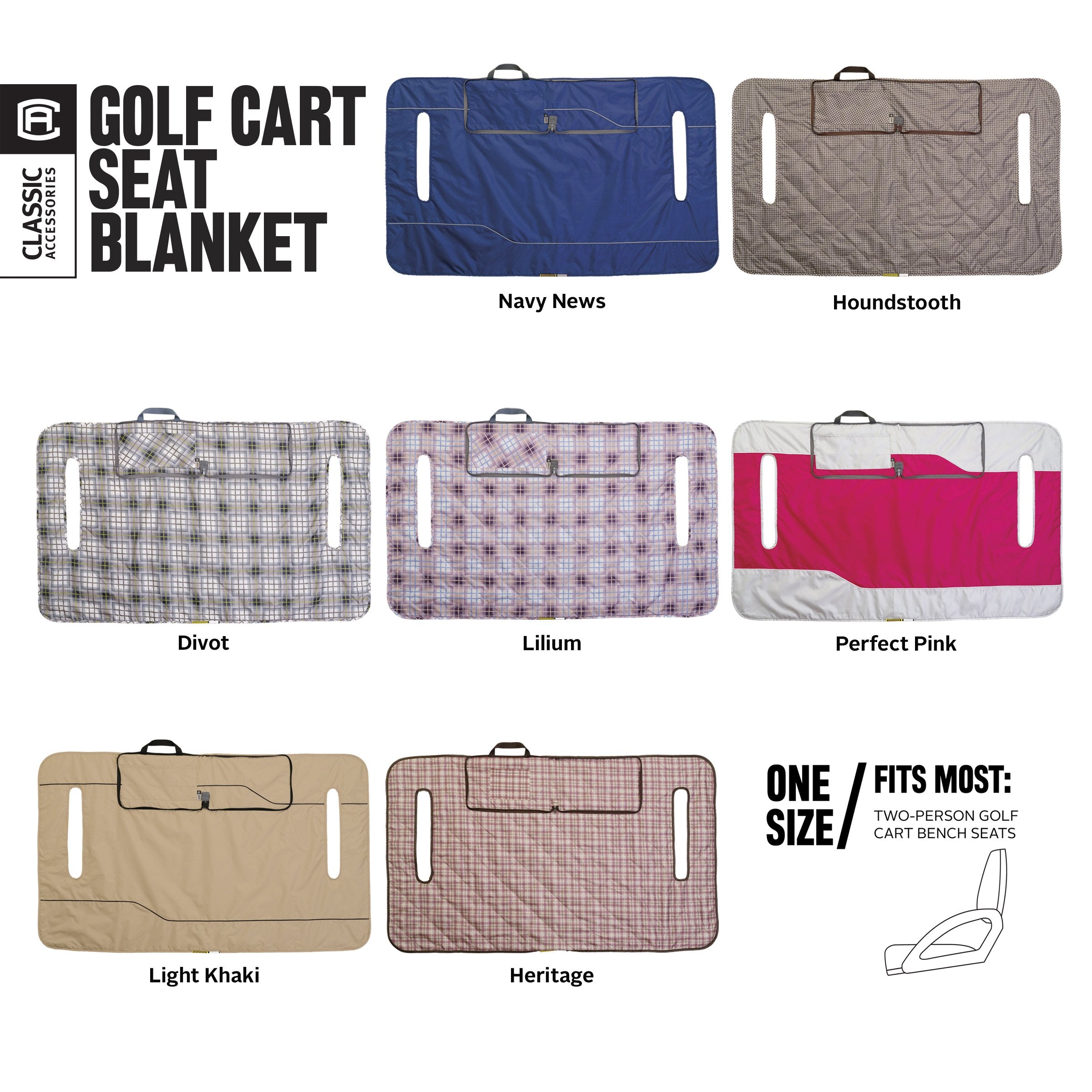 Classic Accessories Fairway Golf Cart Seat Blanket, Light Khaki