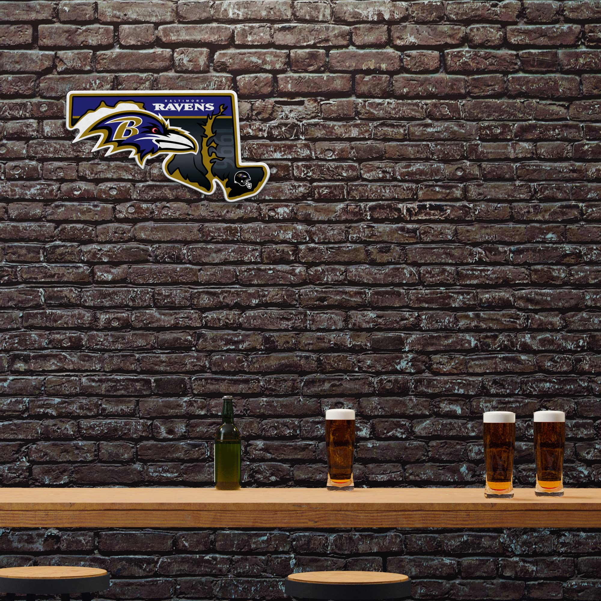 Rico Industries Nfl Baltimore Ravens State Shape Shape Cut Pennant - Home And Living Room D  Cor - Soft Felt Ez To Hang 18X0.10X