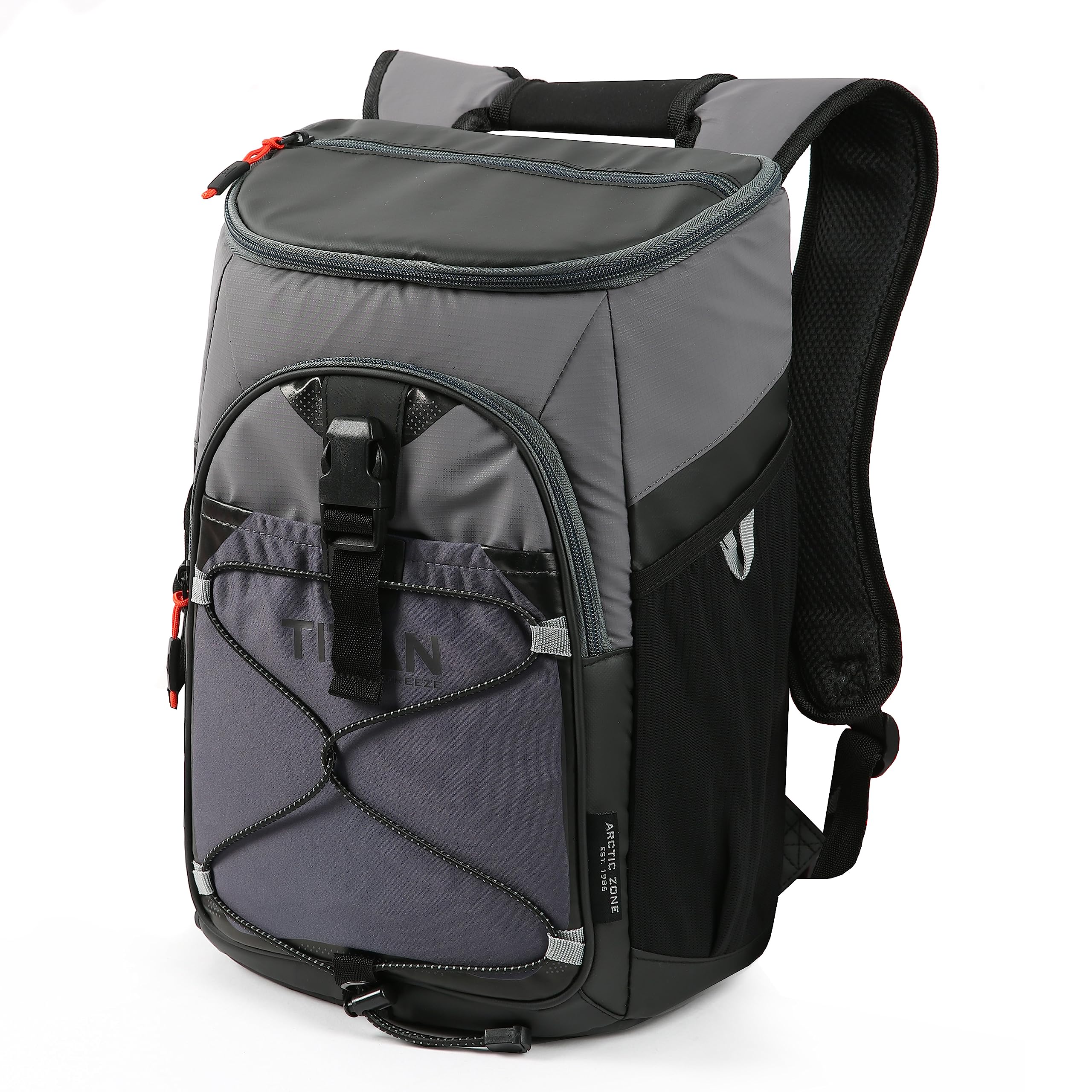 Titan by Arctic Zone Deep Freeze Backpack Cooler - 24 Can Cooler Bag Insulation, Sharkskin Gray