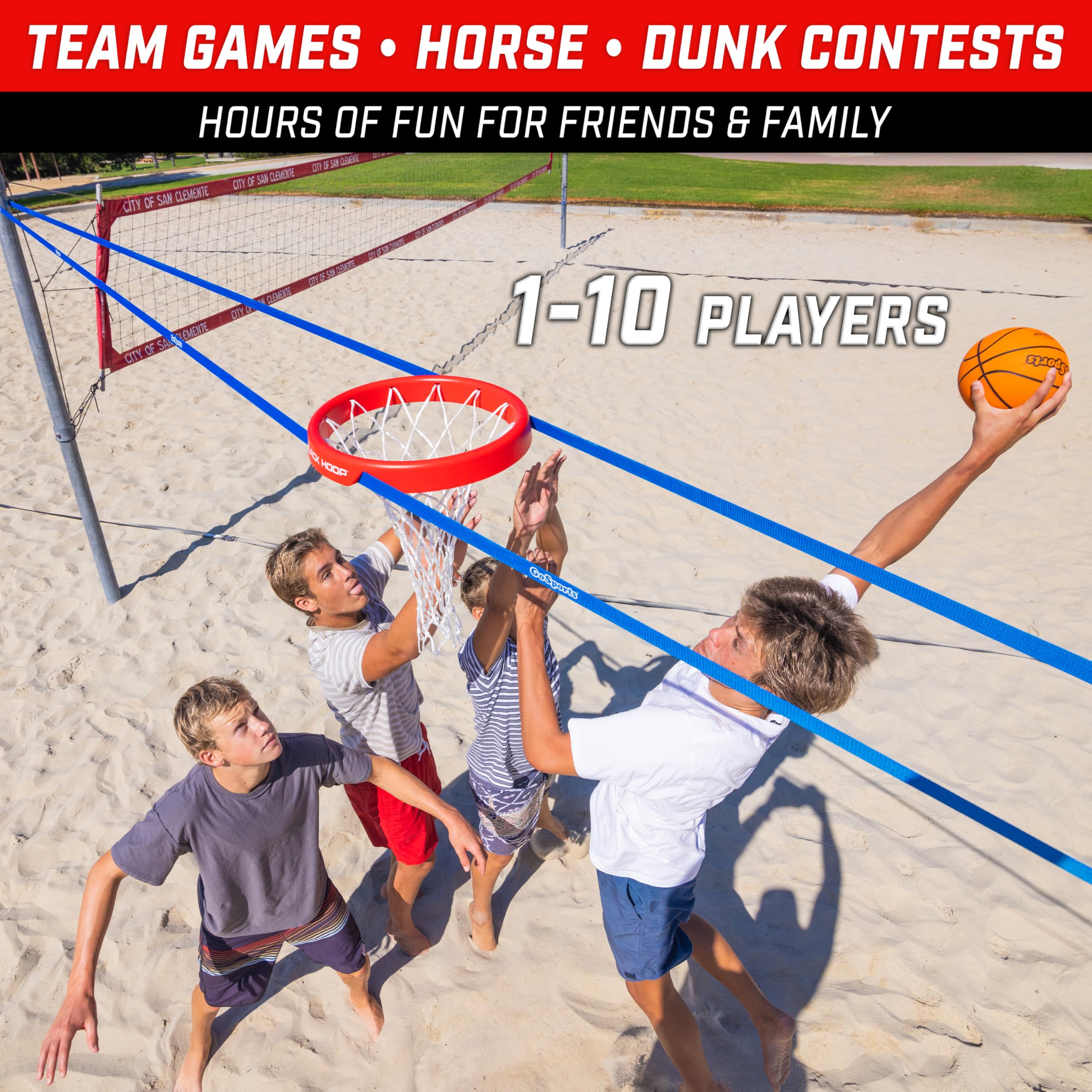 GoSports Slack Hoop Portable Basketball Game for Kids & Teens - Adjustable Height Outdoor Lawn, Beach, & Yard Game - Basketball