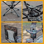Arrowhead Outdoor 2-Pack 360 Swivel Hunting Chair Stool Seat, Perfect For Blinds, No Sink Feet, Supports Up To 450Lbs, Carrying