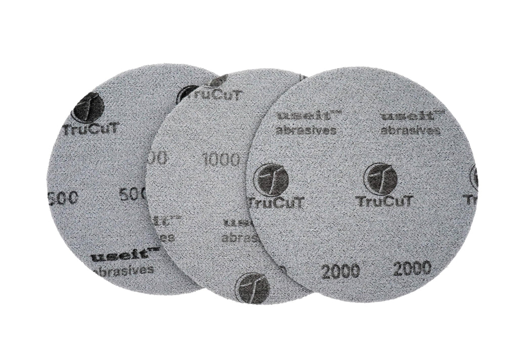Trucut Sanding Pads  3 Pack  500, 1000, 2000 Grit  5'' Diameter  Sanding Pads Made For Bowling Balls  Surface Management  Bowlin