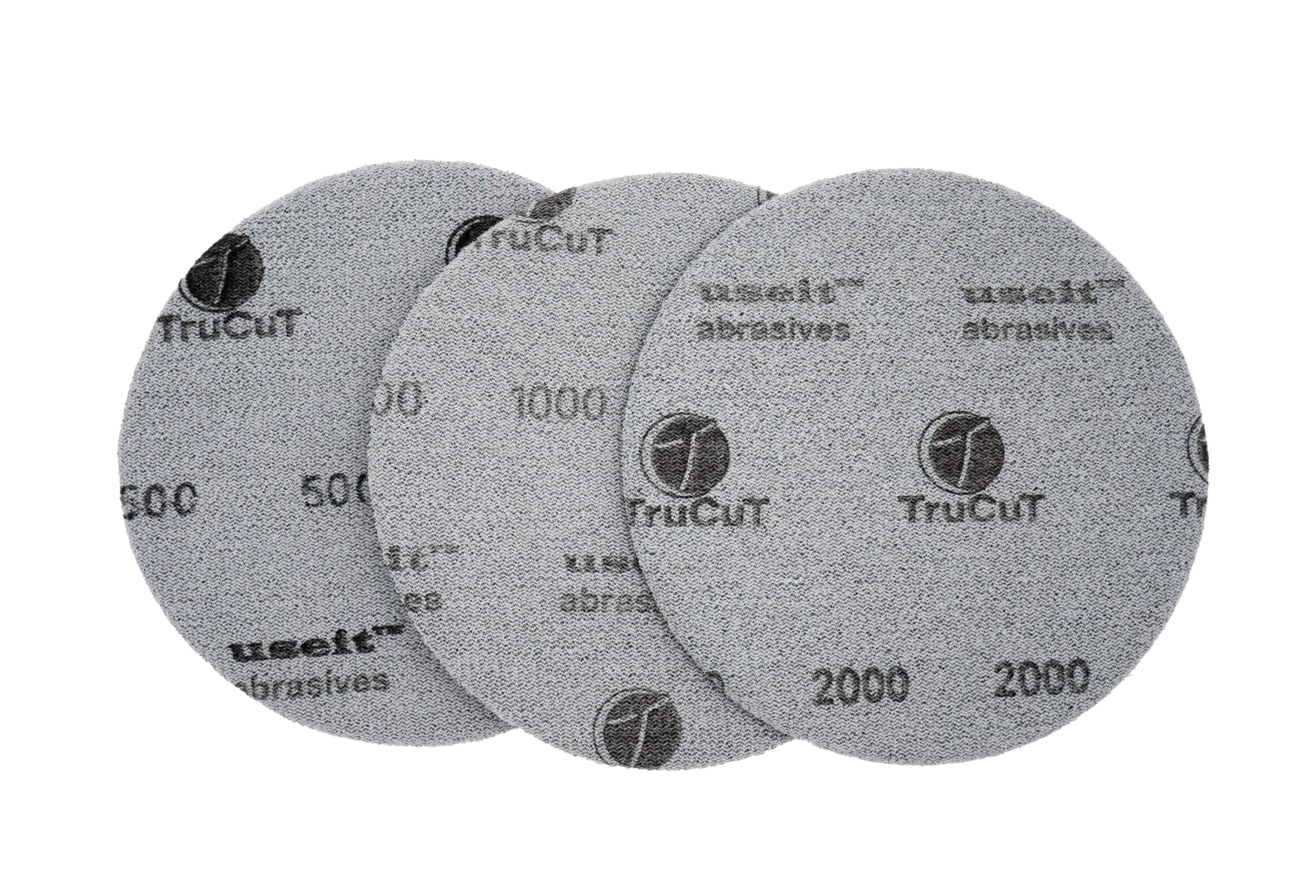Trucut Sanding Pads  3 Pack  500, 1000, 2000 Grit  5'' Diameter  Sanding Pads Made For Bowling Balls  Surface Management  Bowlin