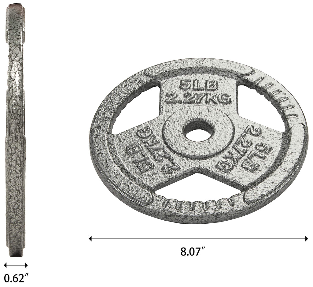Fitvids Cast Iron Plate Weight Plate For Strength Training And Weightlifting, 1-Inch Center, 5Lb (Set Of 4)