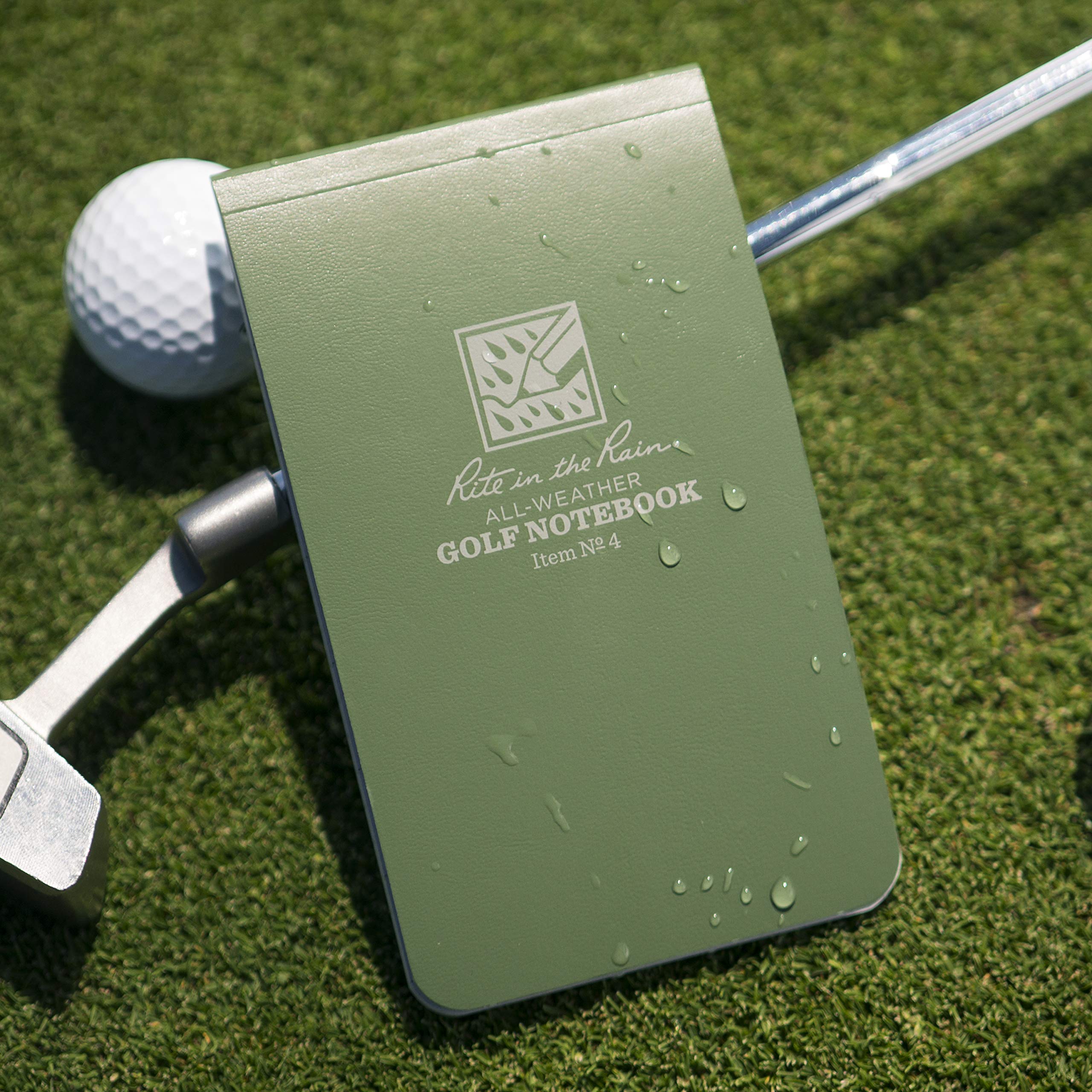 Rite In The Rain All Weather Golf Notebook, 3.5'' X 6'', Green Field Flex, Club Yardage Book & Hole Notes (No. 4)