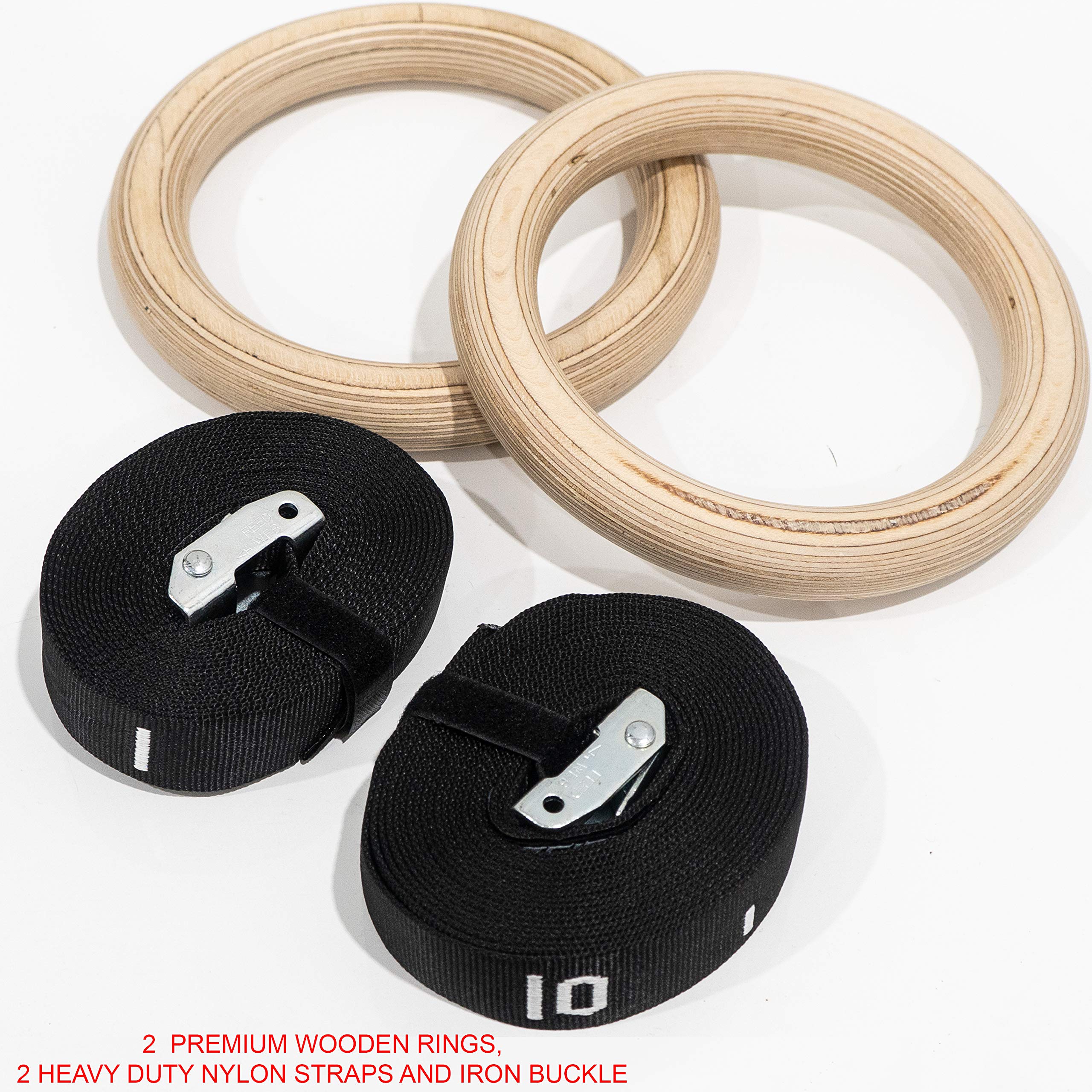 Valor Fitness Grw-1 Wood Gymnastic Rings With Adjustable Straps (Set Of 2) - Promotes Muscular Physique And Improves Performance
