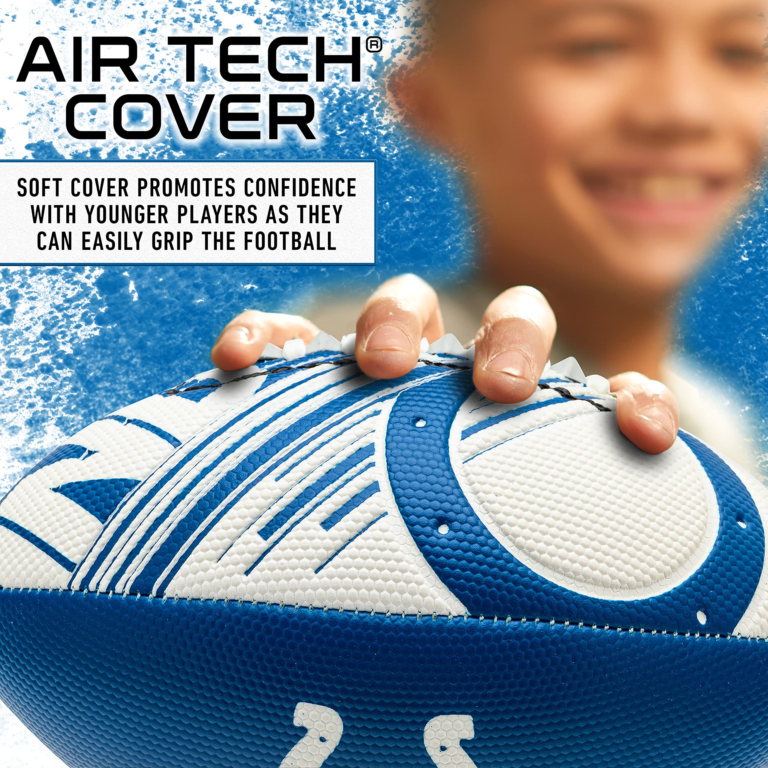 Franklin Sports Nfl Indianapolis Colts Football - Youth Mini Football - 8.5'' Junior Size Ball - Spacelace Easy Grip Texture- Pe