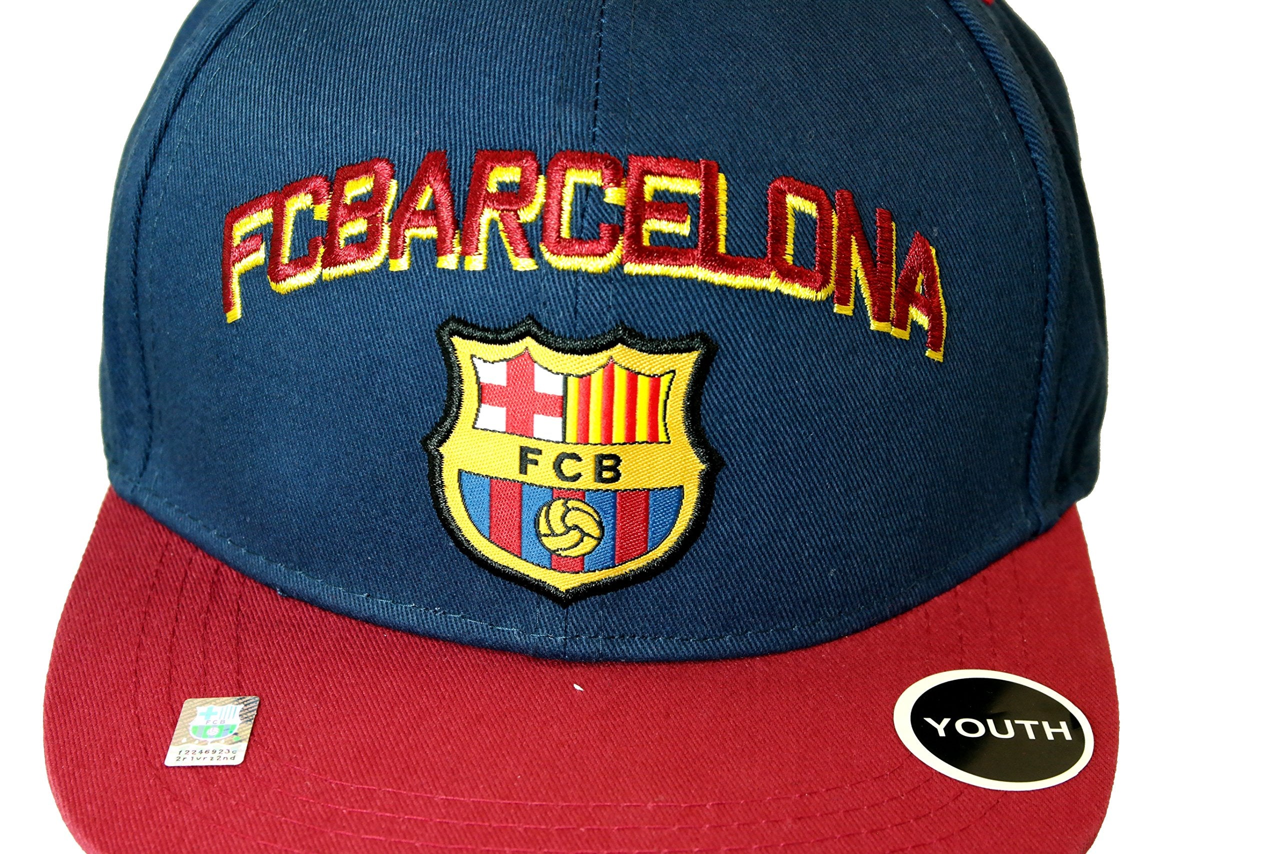 Compatible With Youth Kid Size Fc Barcelona Authentic Official Licensed Soccer Cap, Fcb One Size -020