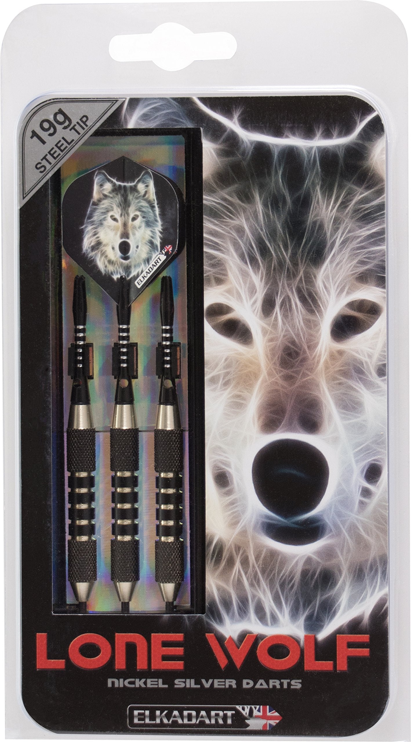 Elkadart Lone Wolf Steel Tip Darts With Storage/Travel Case, 19 Grams Black