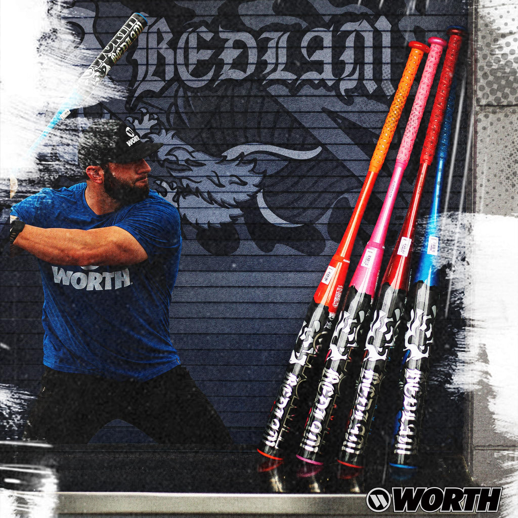 Worth | 2025 | Bedlam Slowpitch Softball Bat | USSSA | 13.5 Barrel | Balanced | 2-Piece | 26 oz