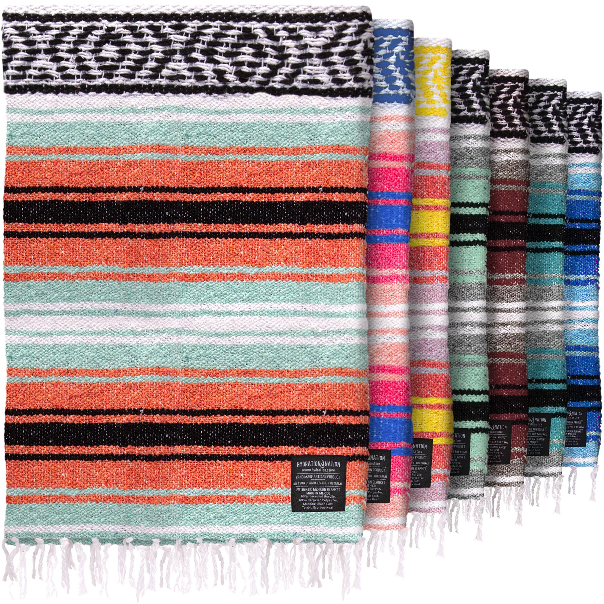 Authentic Extra Large Mexican Blanket (70x50) - Handwoven Yoga Blanket, Serape Blanket - Artisanal Falsa Blanket, Beach Blanket,