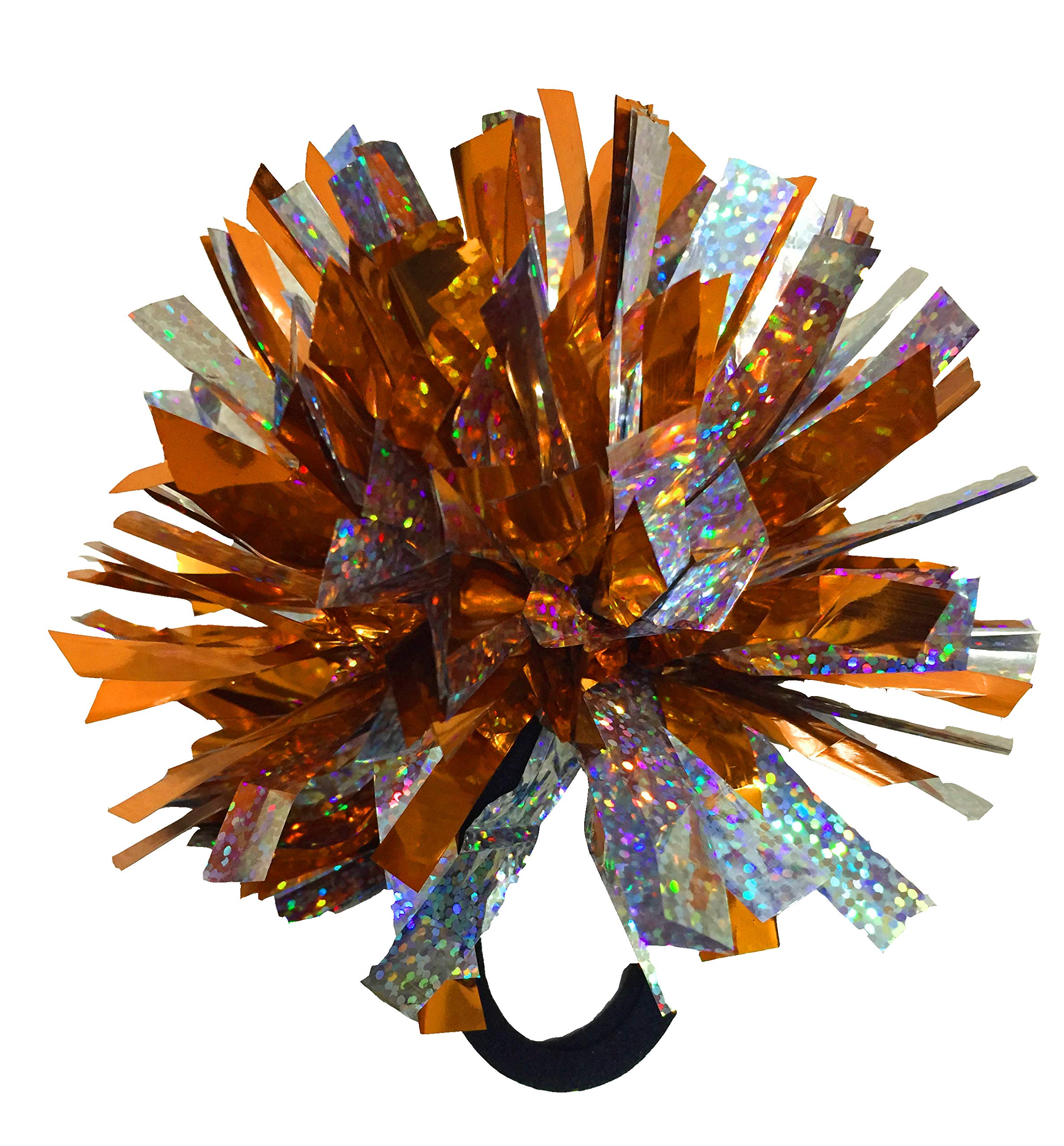 Set of 3, Wearable 2-Color 2 Metallic Pom Poms for Cheerleading, Team Spirit, Party Costume, Ponytail Holder, Holiday Celebratio