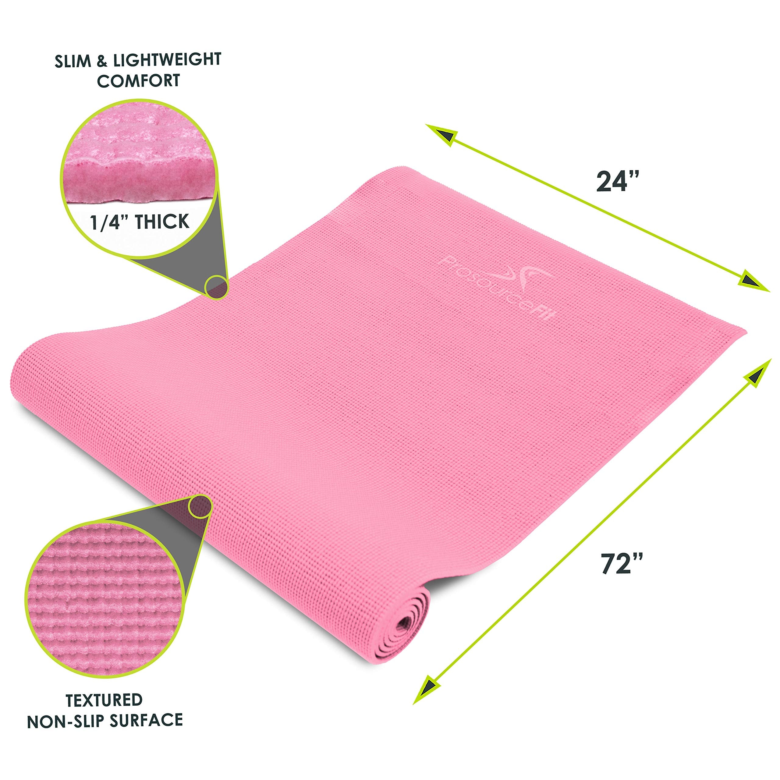 Prosourcefit Original Yoga Mat 1/4'''' - Pink (Ps-1907-Mat-Pvc-Pink)
