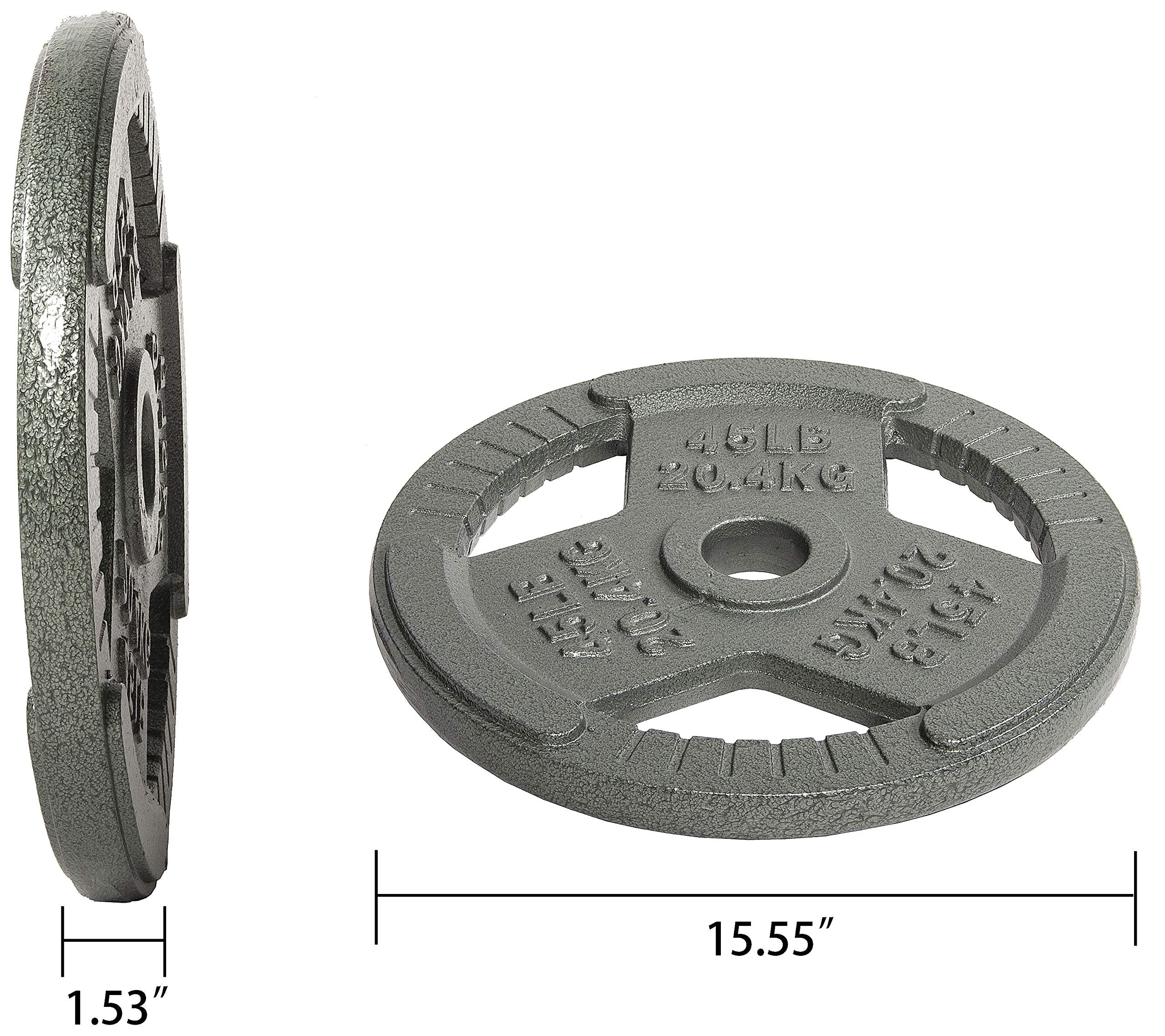 Fitvids Cast Iron Plate Weight Plate For Strength Training And Weightlifting, 2-Inch Center, 45Lb (Set Of 2)