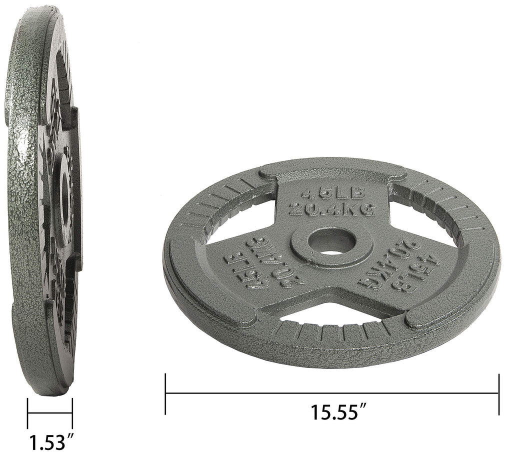 Fitvids Cast Iron Plate Weight Plate For Strength Training And Weightlifting, 2-Inch Center, 45Lb (Single)