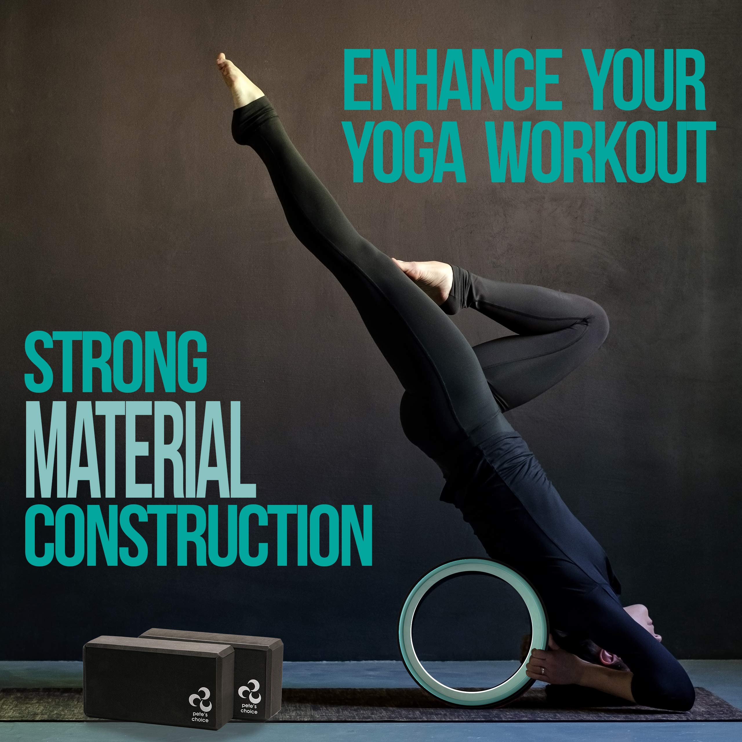 Pete'S Choice Yoga Set For Beginners - Yoga Wheel Kit + 2 Yoga Blocks, Bonus Ebook & Free Yoga Strap | Yoga Starter Kit For Begi