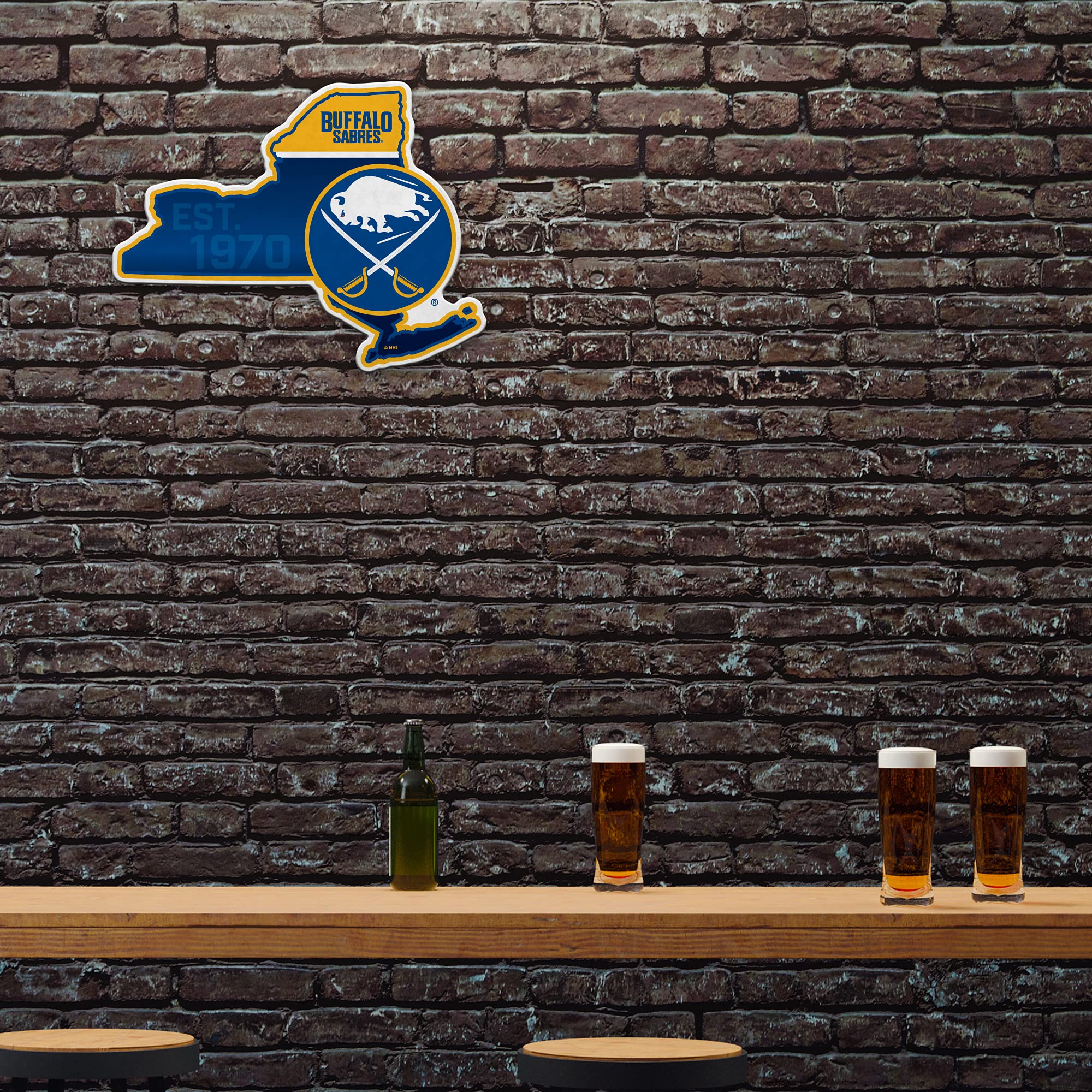 Rico Industries Nhl Buffalo Sabres State Shape Shape Cut Pennant - Home And Living Room D  Cor - Soft Felt Ez To Hang