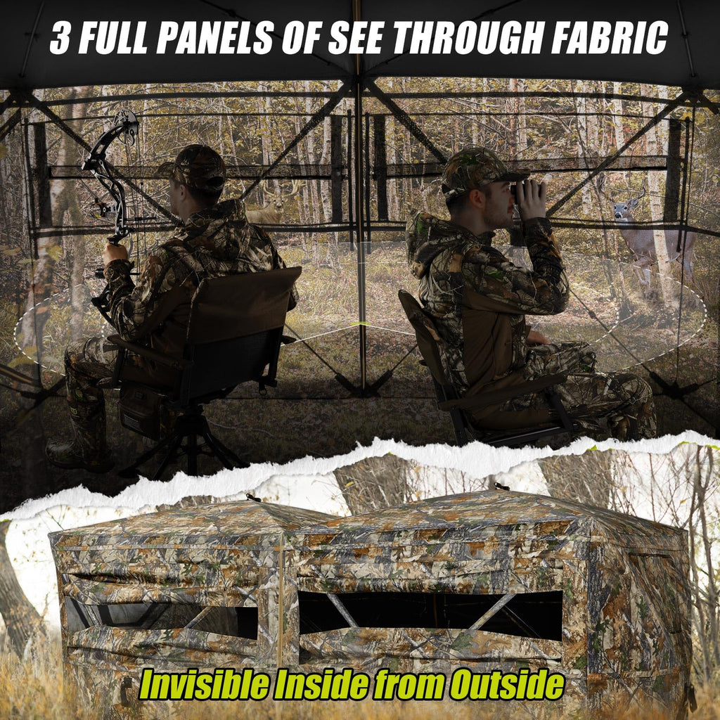 Tidewe Hunting Blind, Double Ground Blinds 270 See Through For 3-In-1 Use, 4-6 Person Pop Up Portable Hunting Tent Includes Carr