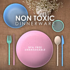 Dinethics Wheatstraw Dinnerware Sets For 4 - Alternate To Plastic Dishes - Dishwasher Safe Microwave Plates - Unbreakable Dinner