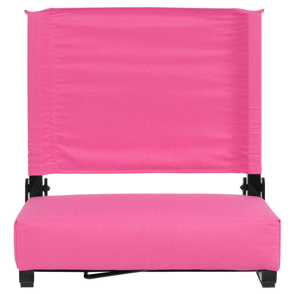 Flash Furniture Grandstand Comfort Seats By Flash - Pink Stadium Chair - 2 Pack 500 Lb Rated Folding Chair - Carry Handle - Ultr