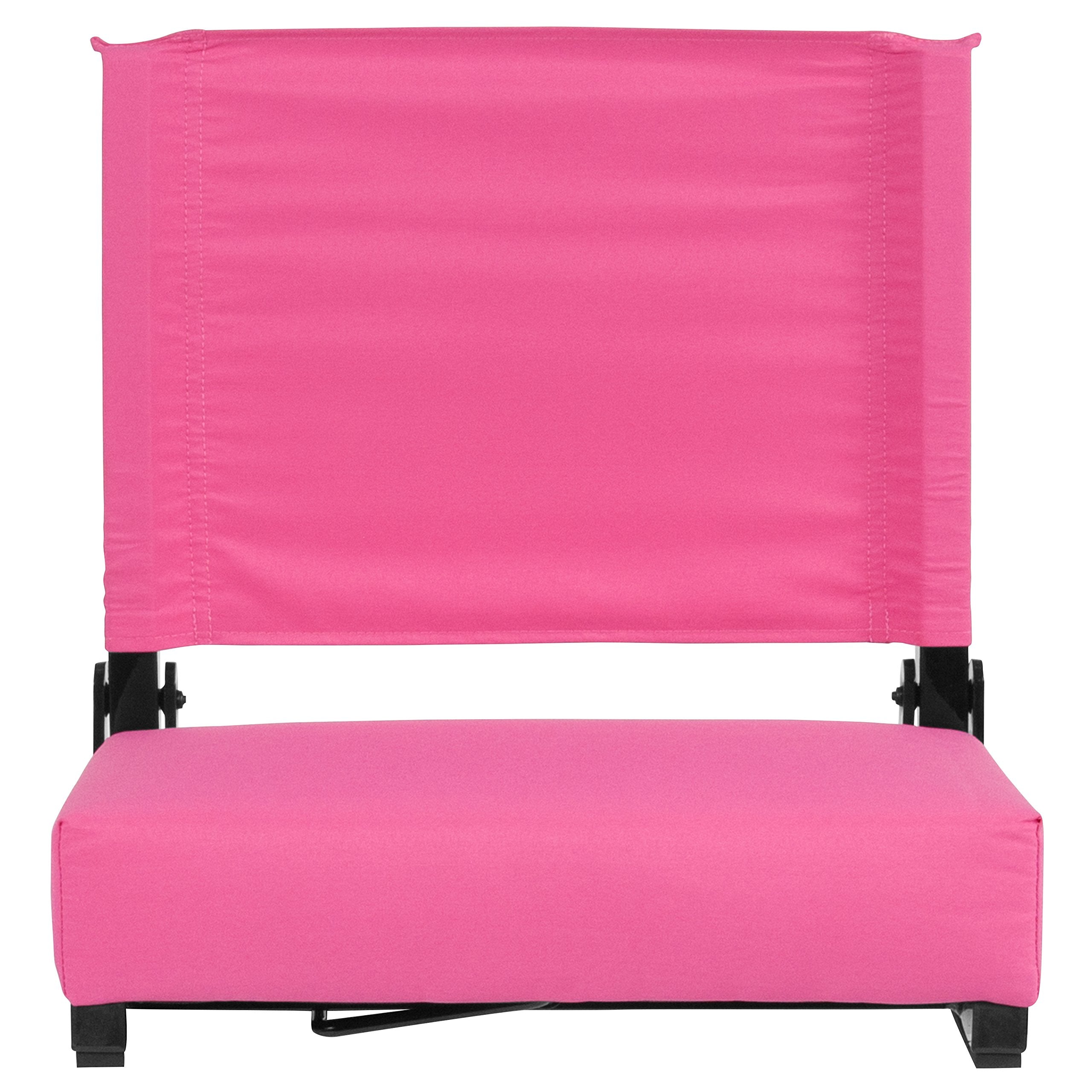 Flash Furniture Grandstand Comfort Seats By Flash - Pink Stadium Chair - 2 Pack 500 Lb Rated Folding Chair - Carry Handle - Ultr