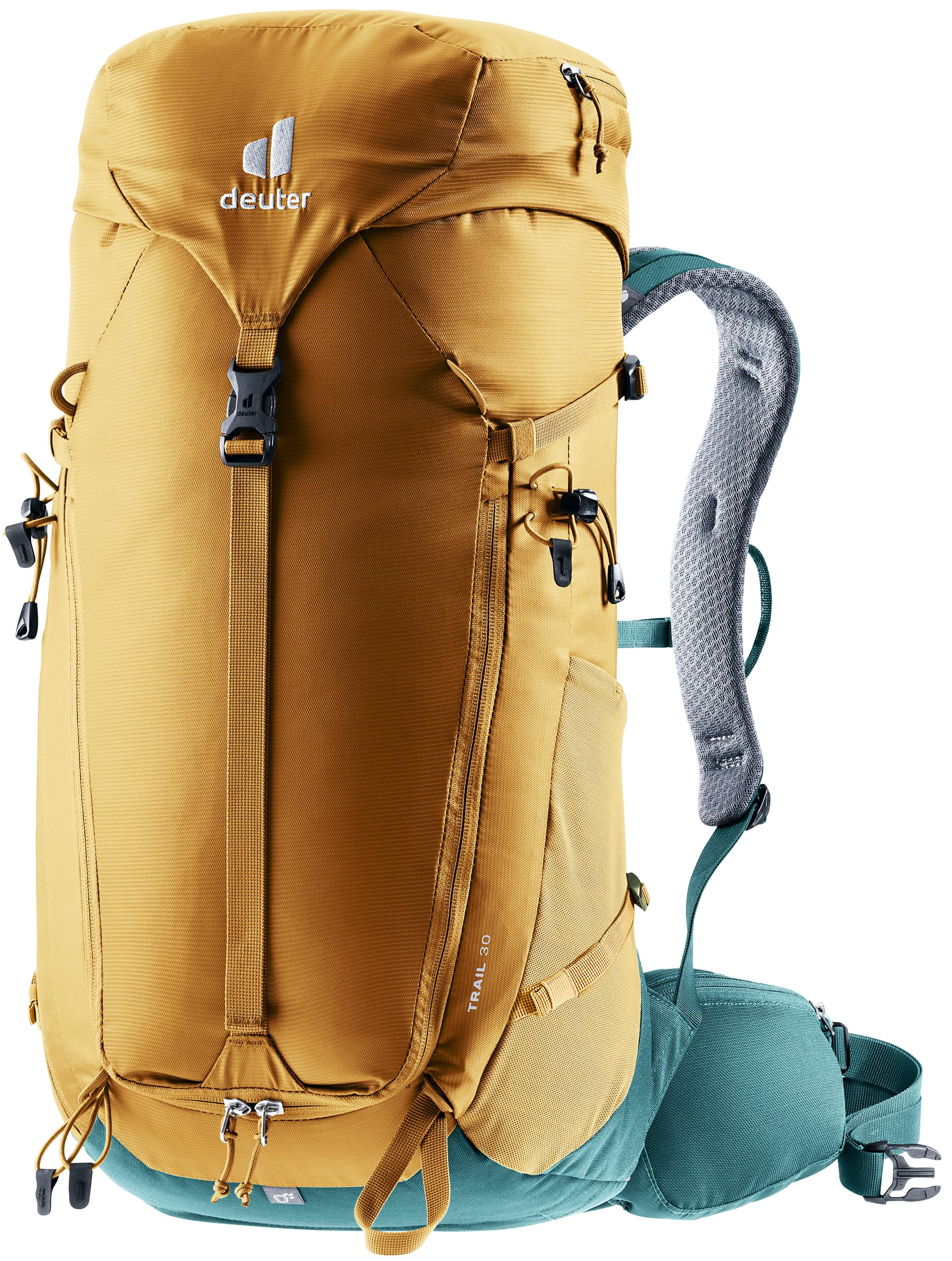 Deuter Trail 30L Backpack for Biking, Hiking & Trekking with Narrow Fit, U-Frame & Superior Breathability - Almond-Deepsea