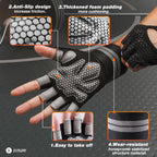 Simari Breathable Workout Gloves For Men Women, Padded Weight Lifting Gloves With Wrist Wraps Support, Full Palm Protection, Gri