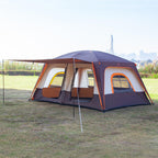 Ktt Extra Large Tent 8-10 Person,Awning Family Cabin Tents,2 Rooms,3 Doors And 3 Windows With Mesh,Straight Wall,Waterproof,Doub