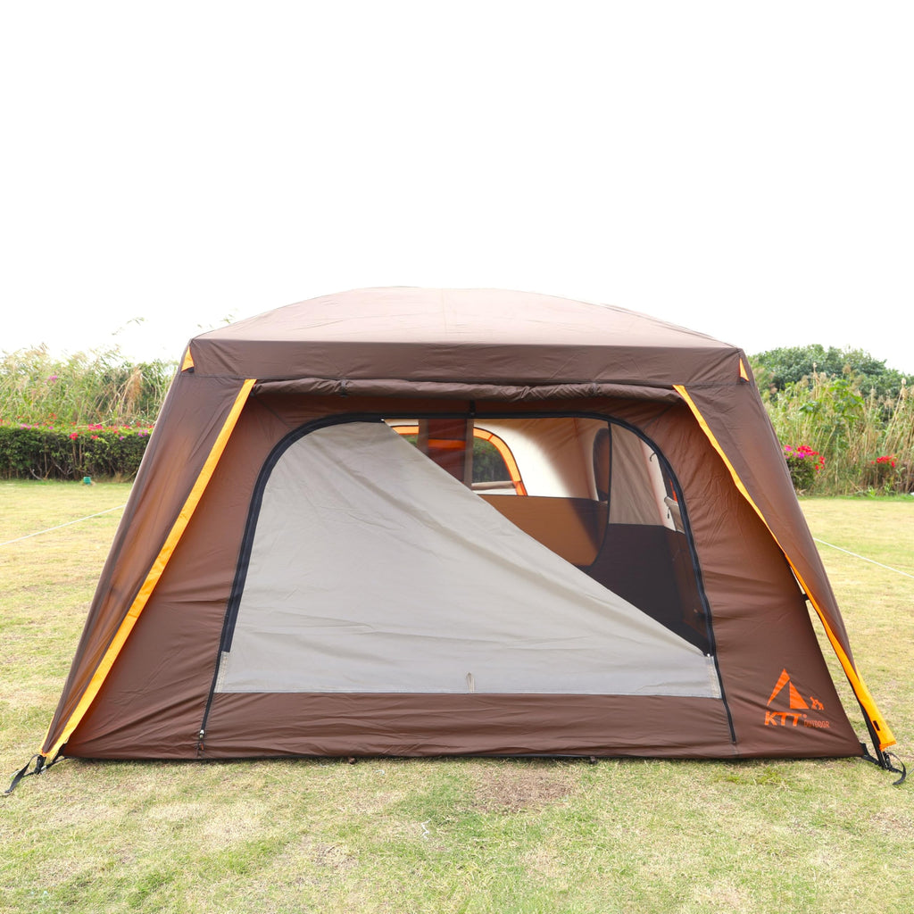 Ktt Extra Large Tent 12 Person,Family Cabin Tents,Full Rainfly,2 Rooms,2 Bay-Windows And 3 Doors 3 Windows With Mesh,Waterproof,