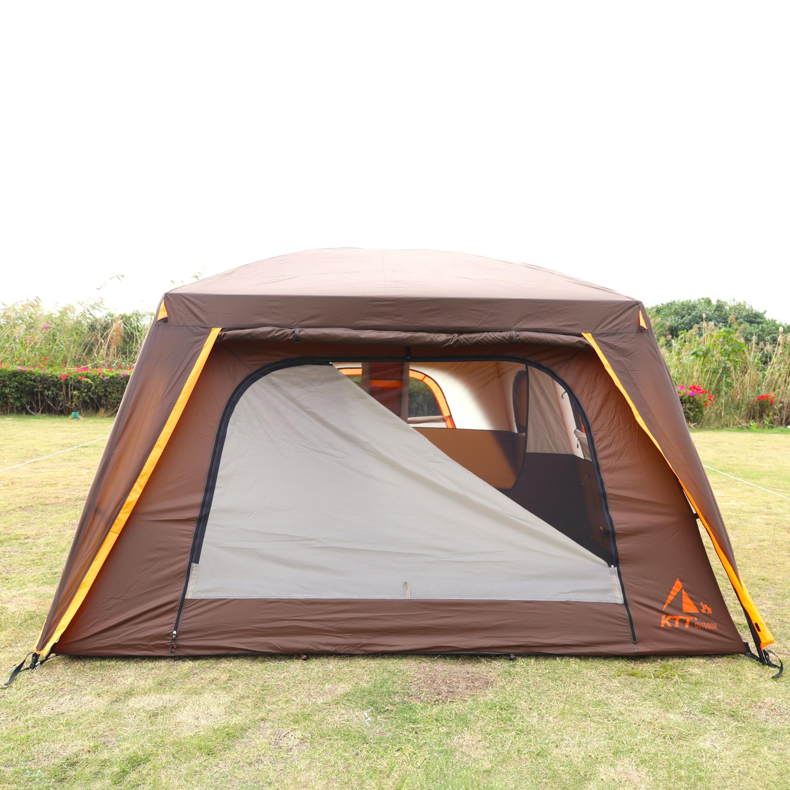 Ktt Extra Large Tent 12 Person,Family Cabin Tents,Full Rainfly,2 Rooms,2 Bay-Windows And 3 Doors 3 Windows With Mesh,Waterproof,
