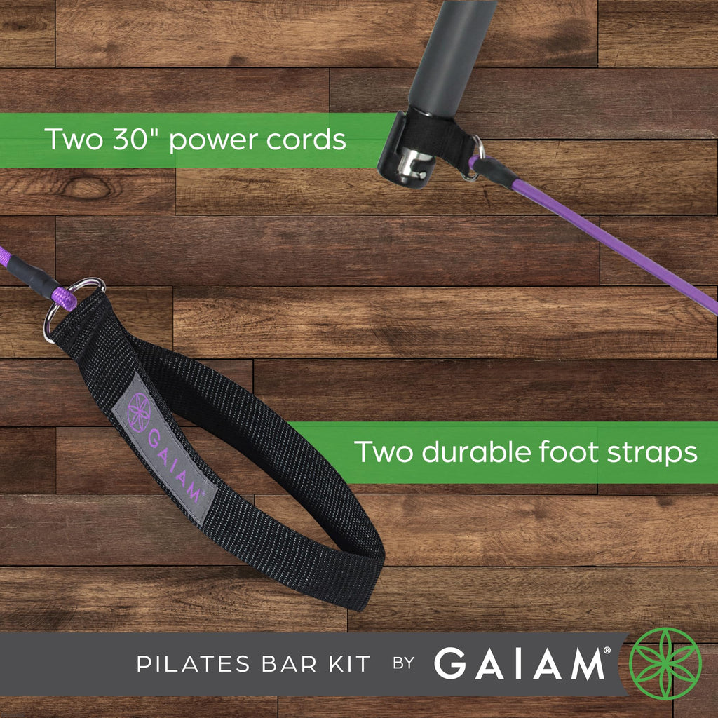 Gaiam Restore Pilates Bar Reformer Kit - Home Fitness Equipment For Total Body Workout - Includes Bar, Two 30-Inch Resistance Ba