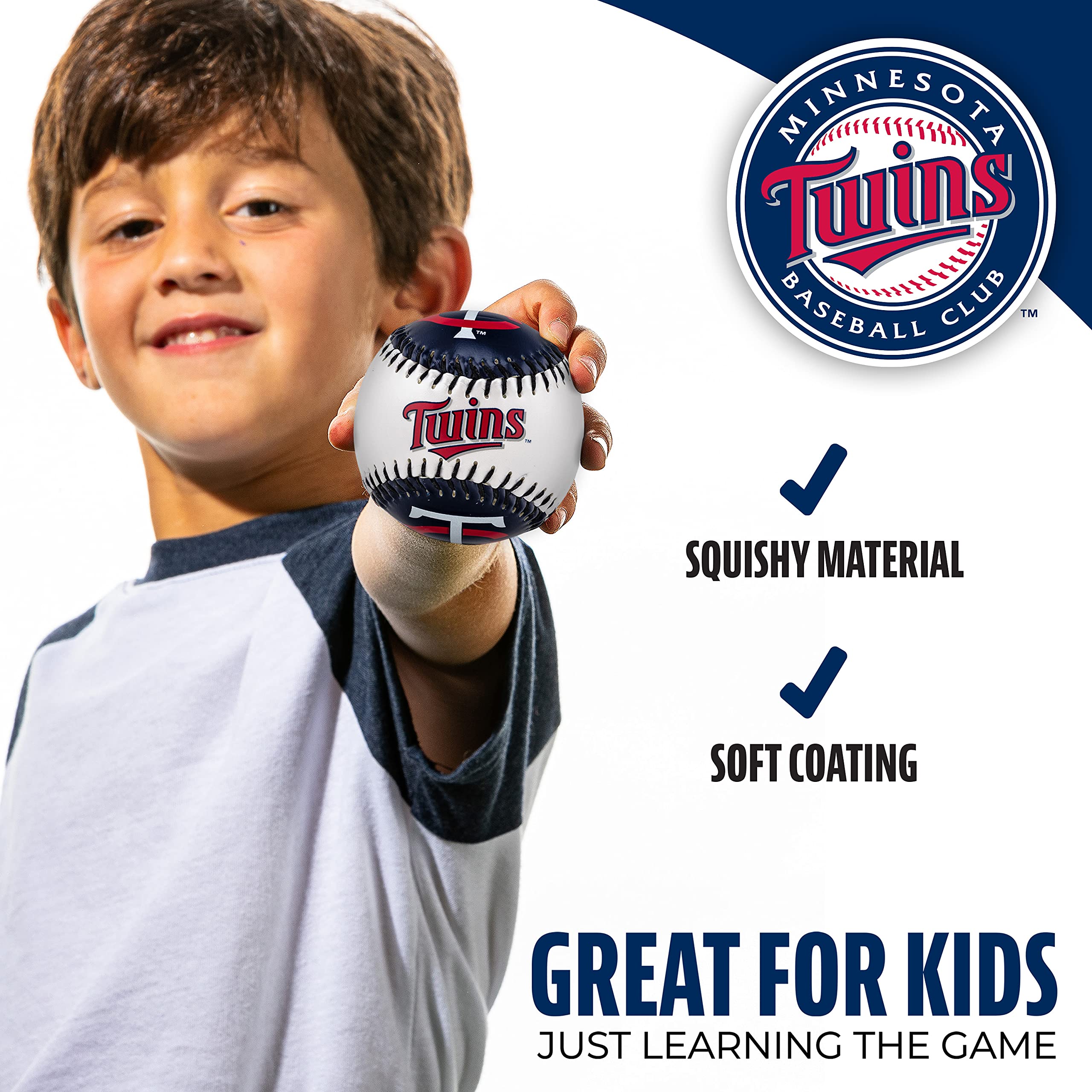 Franklin Sports Minnesota Twins Mlb Team Baseball - Mlb Team Logo Soft Baseballs - Toy Baseball For Kids - Great Decoration For