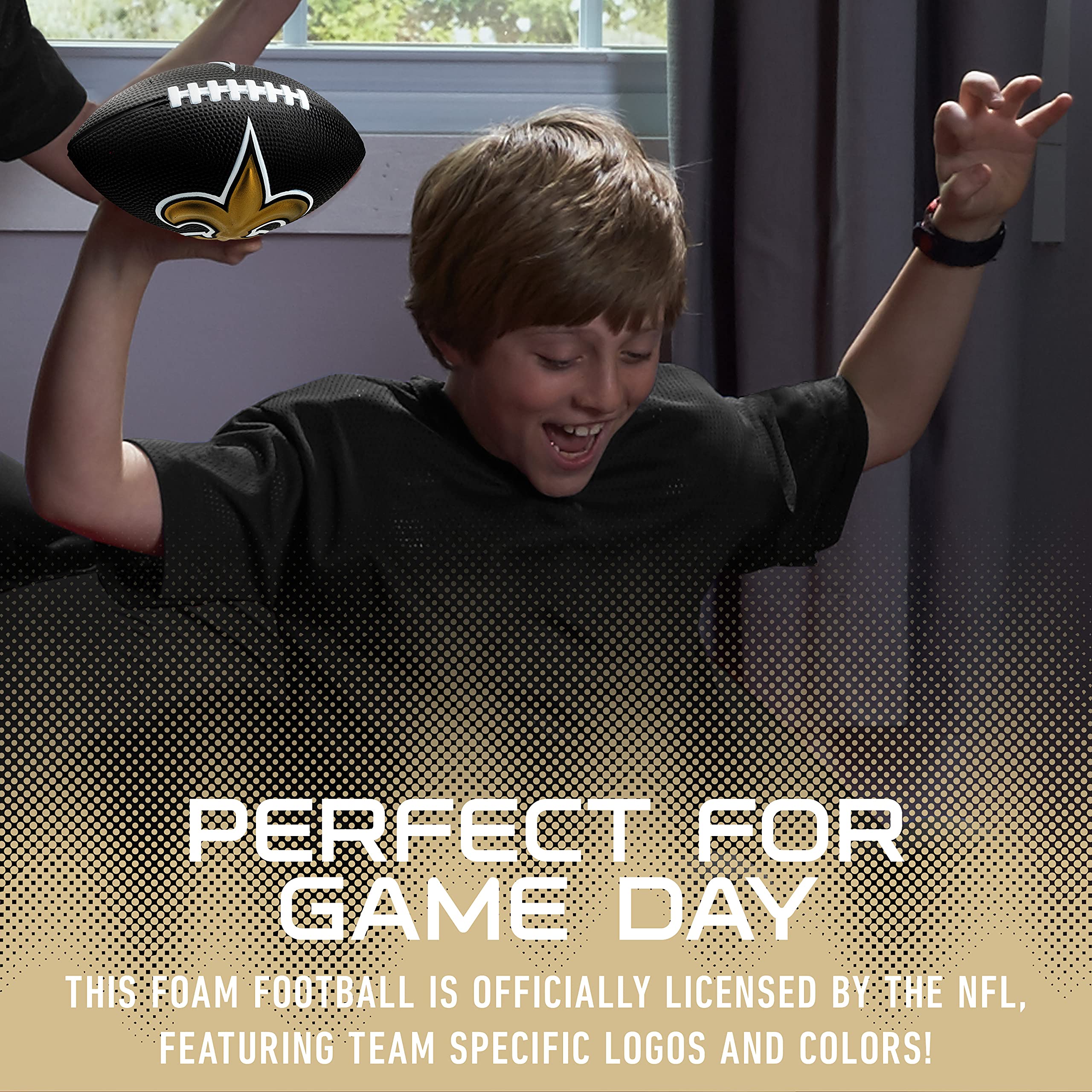 Franklin Sports Nfl New Orleans Saints Football - Kids Foam Football - Soft Football - Mini Size - Perfect For Gameday - 8.5'' 3