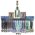 MedalAwardsRack 4ft- Premier Medal Hanger Display Rack and Trophy Shelf for Gymnastics, Soccer, Basketball, Football, and More. The Largest Medal and Award Display- 48” - Black-New Condition