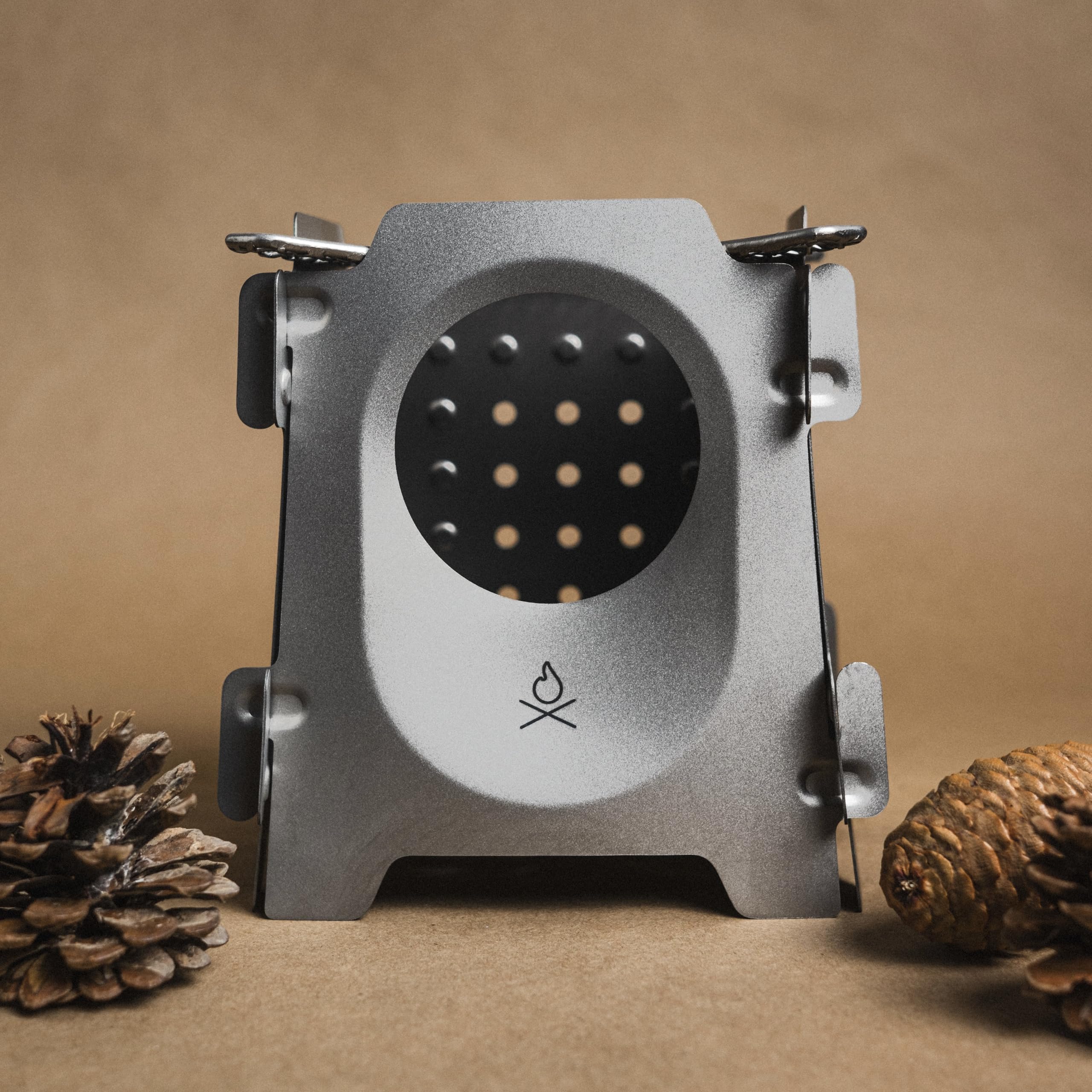 Berleben Stker Titanium Twig Stove - Ultralight Flatpack Camp Stove With Kchen-X Grill Grate, Fuel-Free Organic Burner, Waxed Ca