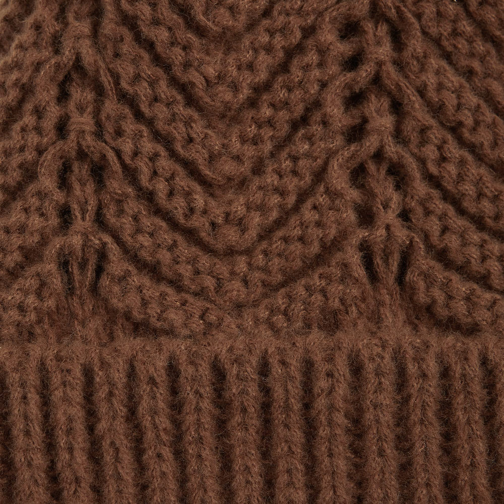 Cheveron Knit Hat - Brown