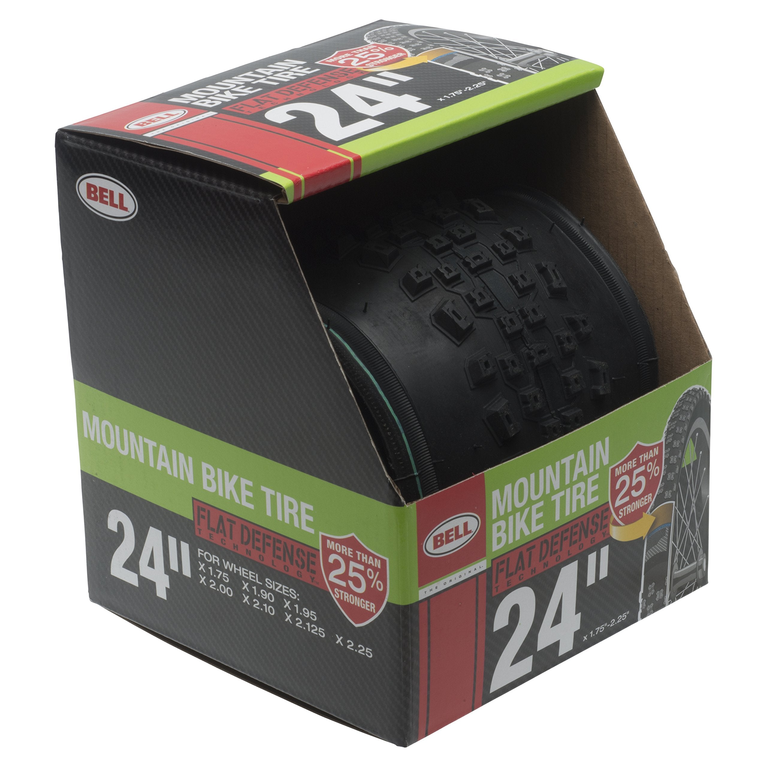 Bell 7091038 Flat Defense Mountain Bike Tire, 24 x 1.75-2.125, Black, 24 x 1.75 - 2.25, Black - 24 x 1.75 - 2.25