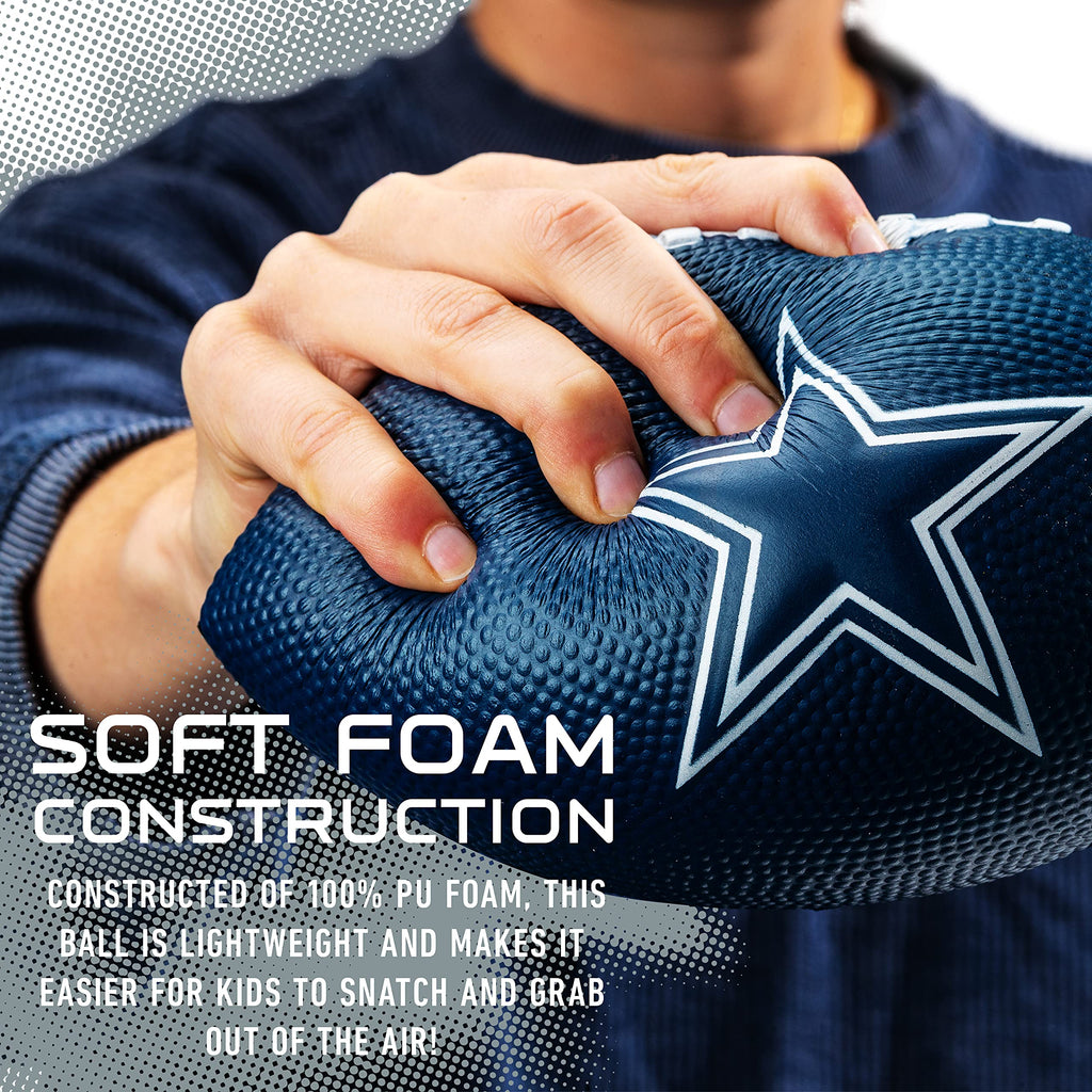 Franklin Sports Nfl Dallas Cowboys Football - Kids Foam Football - Soft Football - Mini Size - Perfect For Gameday - 8.5'' 3D Lo