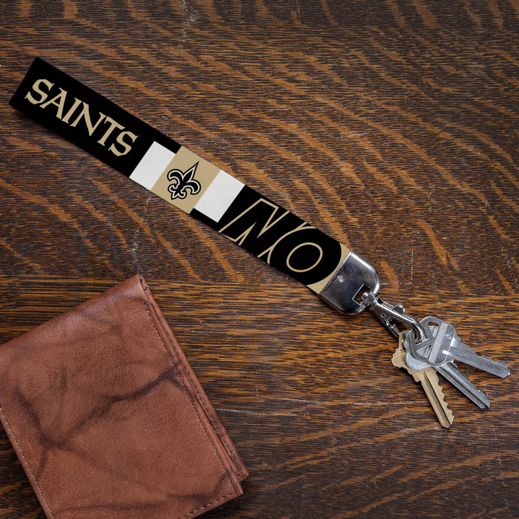 Rico Industries Nfl Football New Orleans Saints Standard Wrist Lanyard Key Chain, Cute Wristlet Strap Keychain Holder For Women
