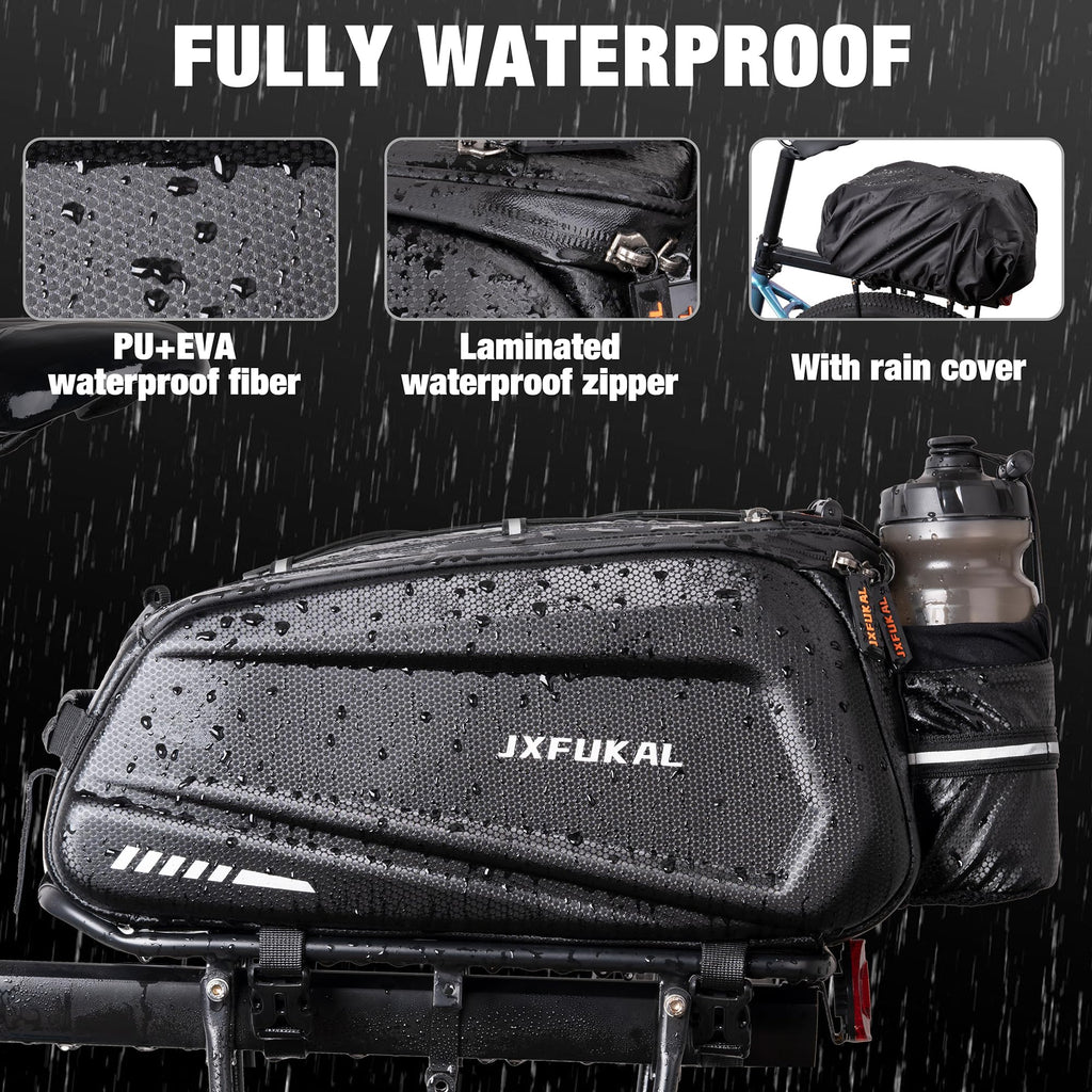 JXFUKAL Bike Bags for Bicycle Rear rack - 9.5L/17L/40L Hard Shell Waterproof Bike Ebike Trunk Pannier Saddle Seat Bag Carrier wi
