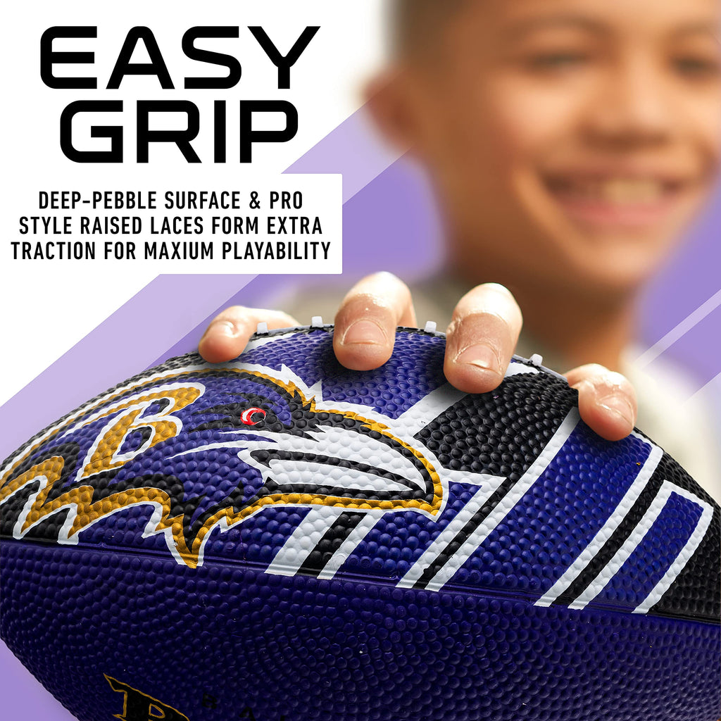Franklin Sports Nfl Baltimore Ravens Football - Youth Football - Mini 8.5'' Rubber Ball - Perfect For Kids - Team Logos And Colo