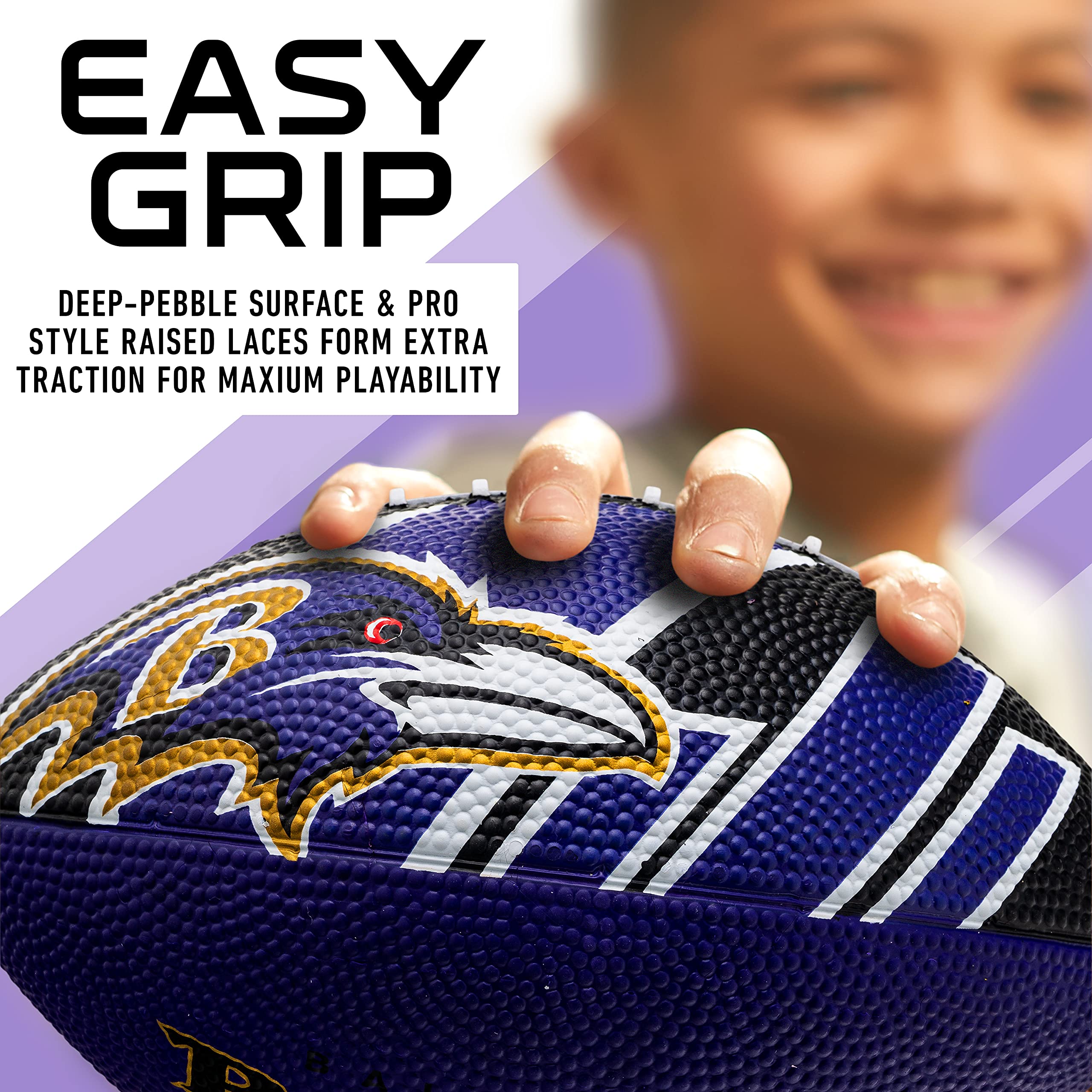 Franklin Sports Nfl Baltimore Ravens Football - Youth Football - Mini 8.5'' Rubber Ball - Perfect For Kids - Team Logos And Colo