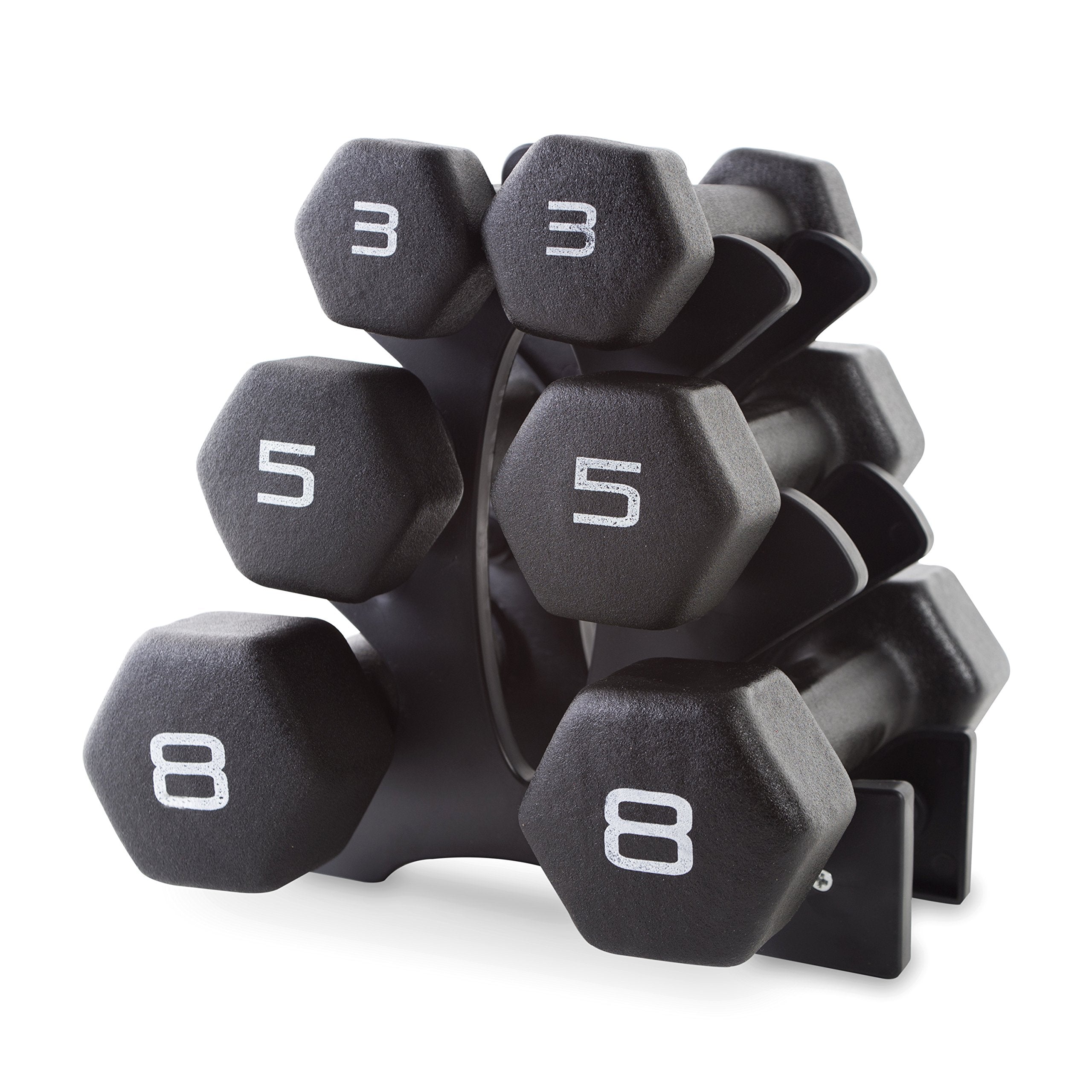 Cap Barbell Neoprene Dumbbell Set With Rack, 32 Pounds,Black