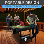 Serenelife 6-Ft Folding Pool Table - Portable Billiard Table - Includes 2X Cue Sticks, Full Set Of Balls, Chalk, Brush - Foldabl