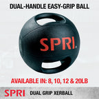 Spri Xerball Medicine Ball With Handles - Weighted Ball For Exercise (6 Lbs, 8, 10, 12, 14, 16, 18, 20 Pounds) - Med Ball For Ab